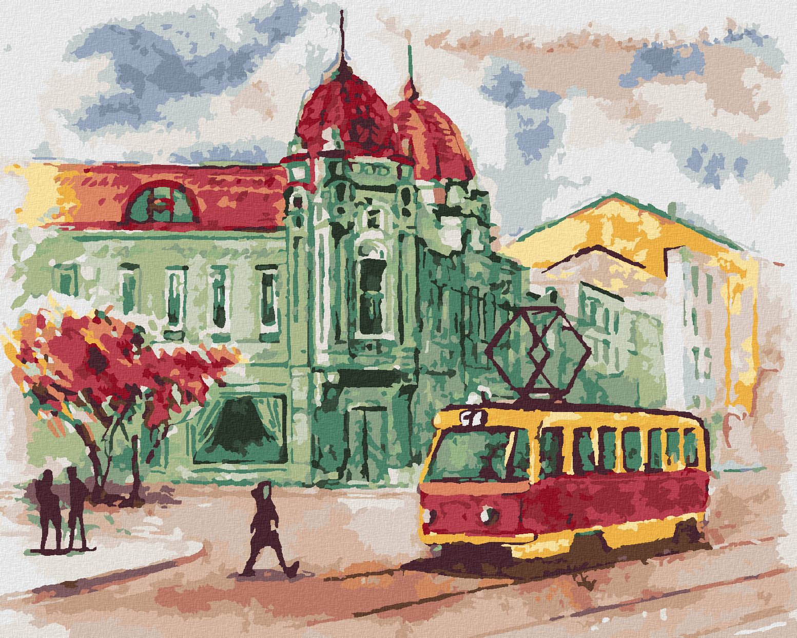 zuty Malování podle čísel - TRAMVAJ V PRAZE - Rozměr: 40x50 cm, Rámování: Varianta: bez rámu a bez vypnutí plátna - obrázek 1