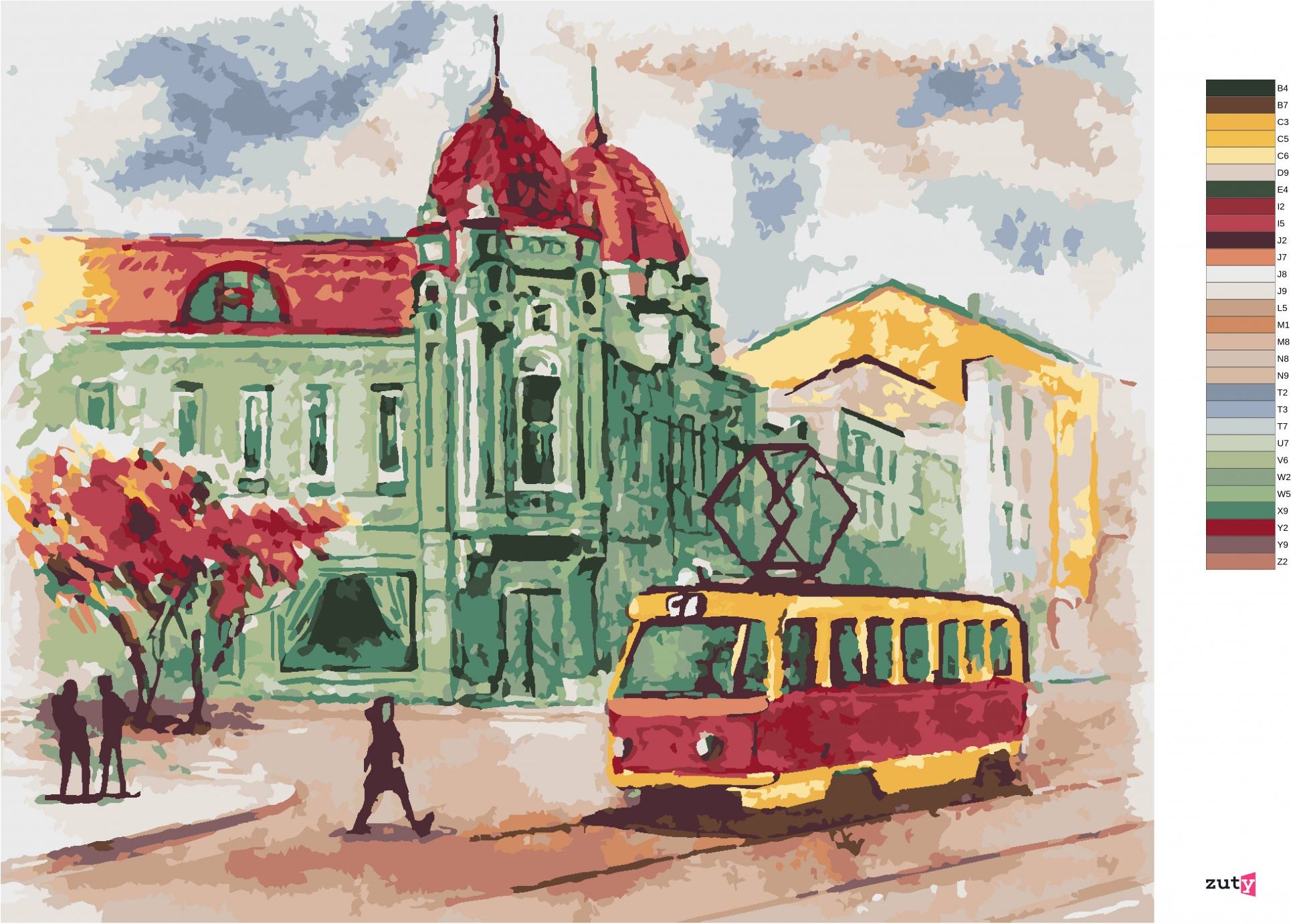 zuty Malování podle čísel - TRAMVAJ V PRAZE - Rozměr: 40x50 cm, Rámování: Varianta: bez rámu a bez vypnutí plátna - obrázek 7