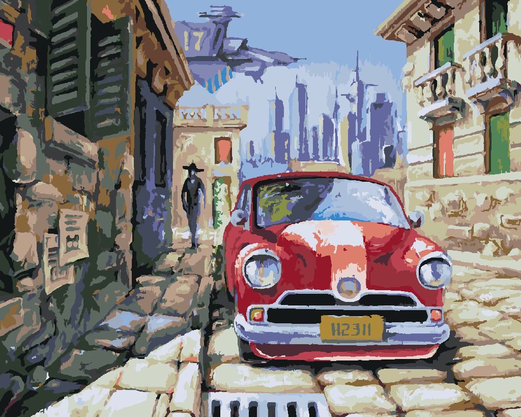 zuty Malování podle čísel - ČERVENÉ AUTO - Rozměr: 40x50 cm, Rámování: Varianta: bez rámu a bez vypnutí plátna - obrázek 5