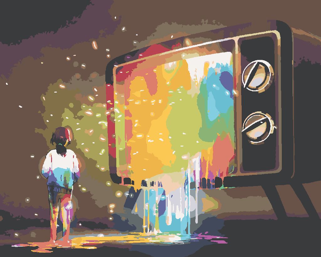 zuty Malování podle čísel - BAREVNÉ SVĚTLO Z TELEVIZE - Rozměr: 40x50 cm, Rámování: Varianta: bez rámu a bez vypnutí plátna - obrázek 2