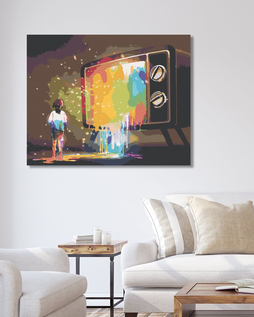 zuty Malování podle čísel - BAREVNÉ SVĚTLO Z TELEVIZE - Rozměr: 40x50 cm, Rámování: Varianta: bez rámu a bez vypnutí plátna - obrázek 7