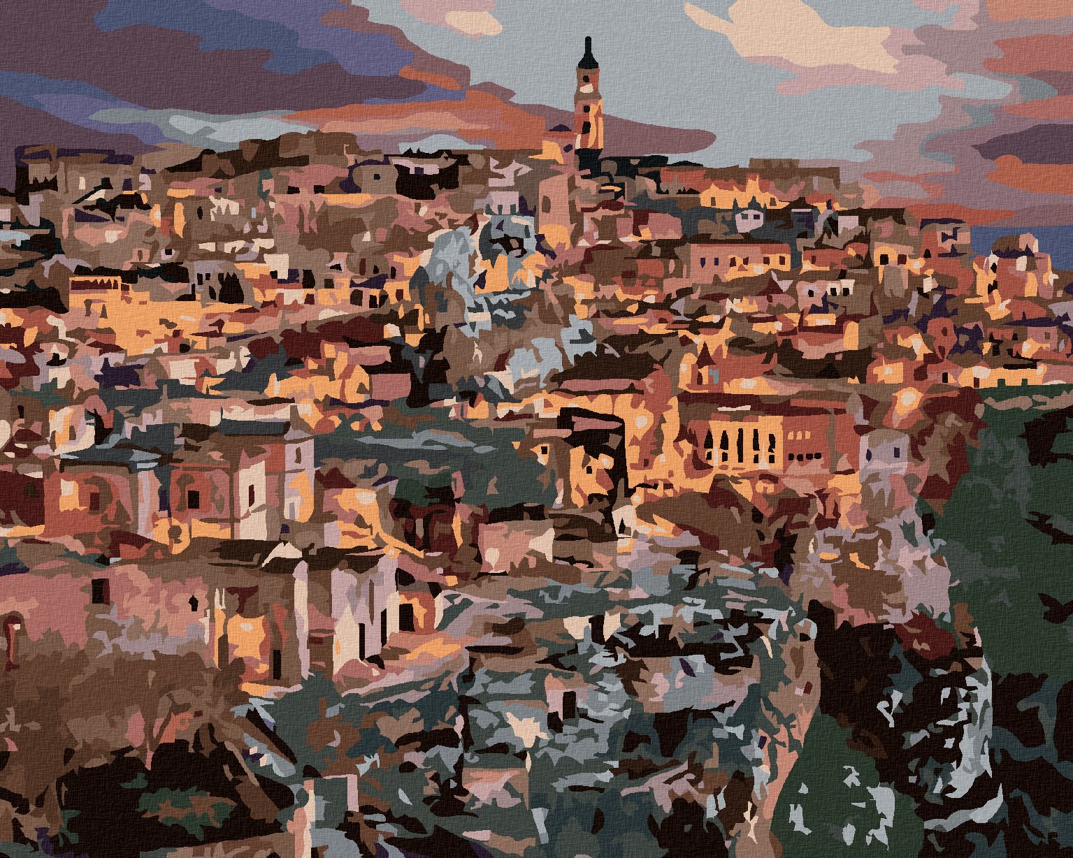 zuty Malování podle čísel - MĚSTO MATERA - Rozměr: 40x50 cm, Rámování: Varianta: vypnuté plátno na rám - obrázek 1