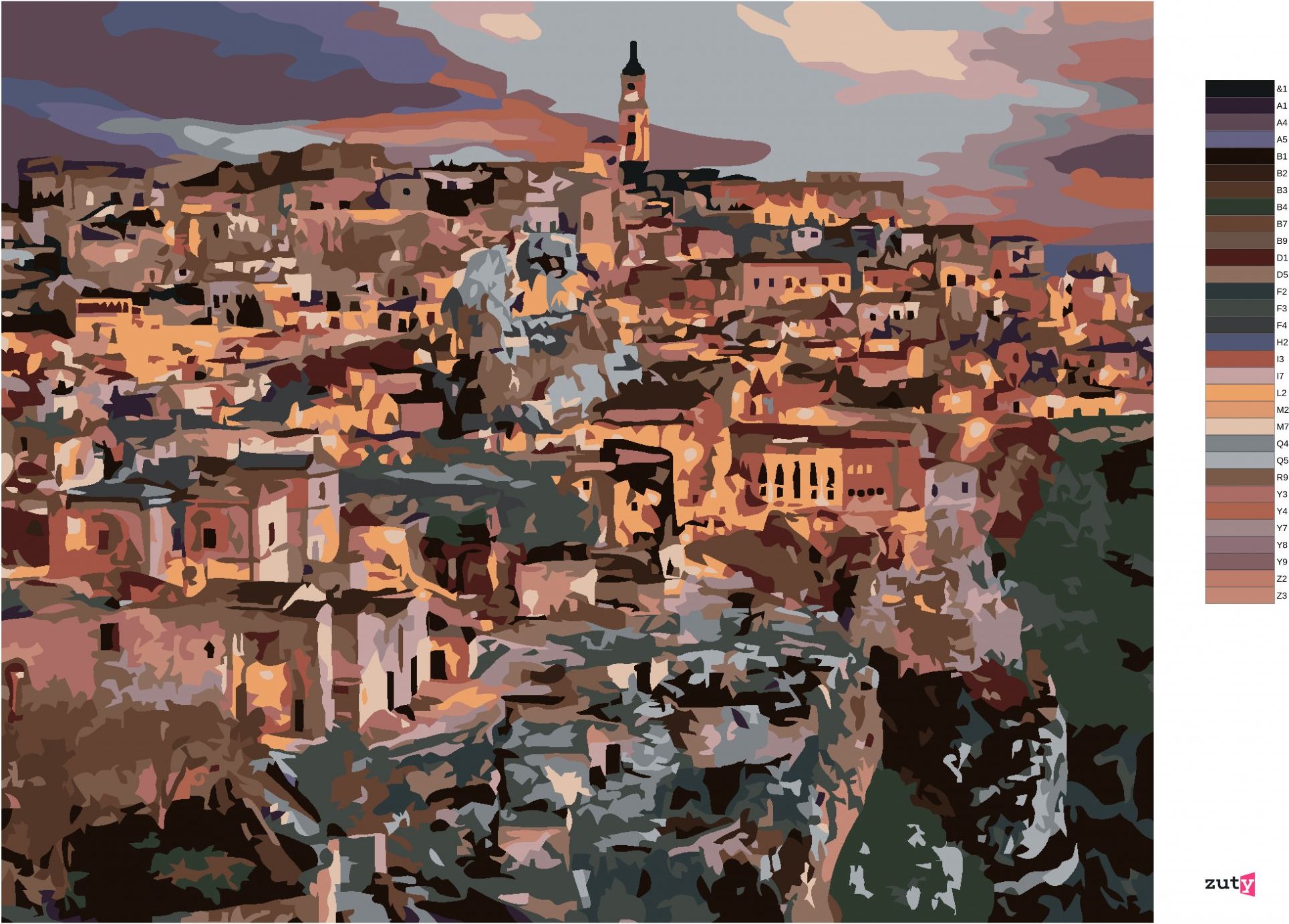 zuty Malování podle čísel - MĚSTO MATERA - Rozměr: 40x50 cm, Rámování: Varianta: vypnuté plátno na rám - obrázek 3