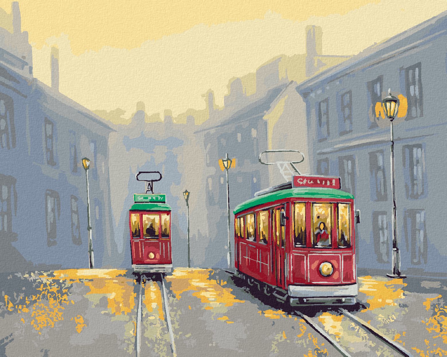 zuty Malování podle čísel - STARÉ TRAMVAJE - Rozměr: 40x50 cm, Rámování: Varianta: vypnuté plátno na rám - obrázek 1