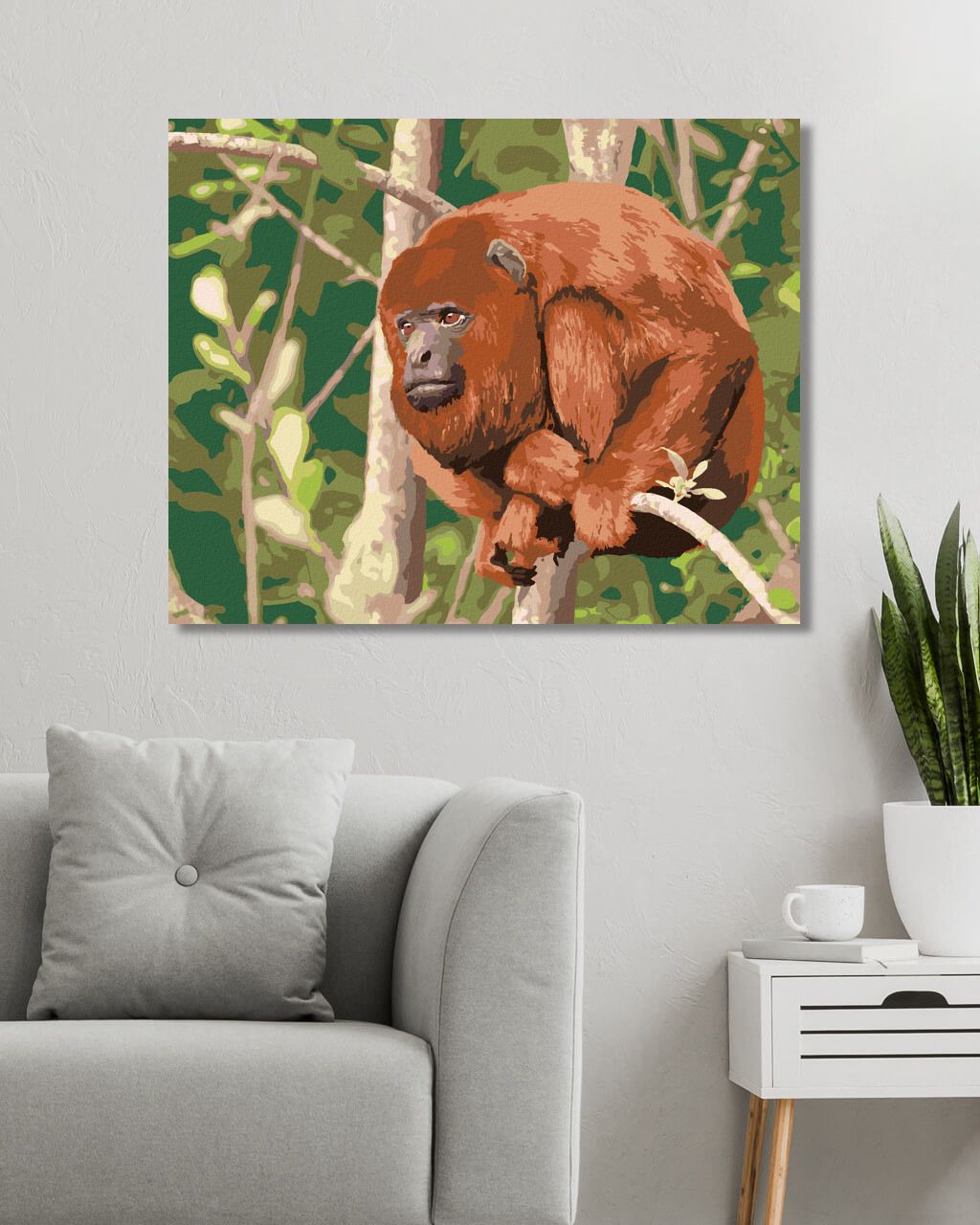 zuty Malování podle čísel - OPICE MANTLED ODPOČÍVAJÍCÍ NA STROMĚ - Rozměr: 40x50 cm, Rámování: Varianta: vypnuté plátno na rám - obrázek 10