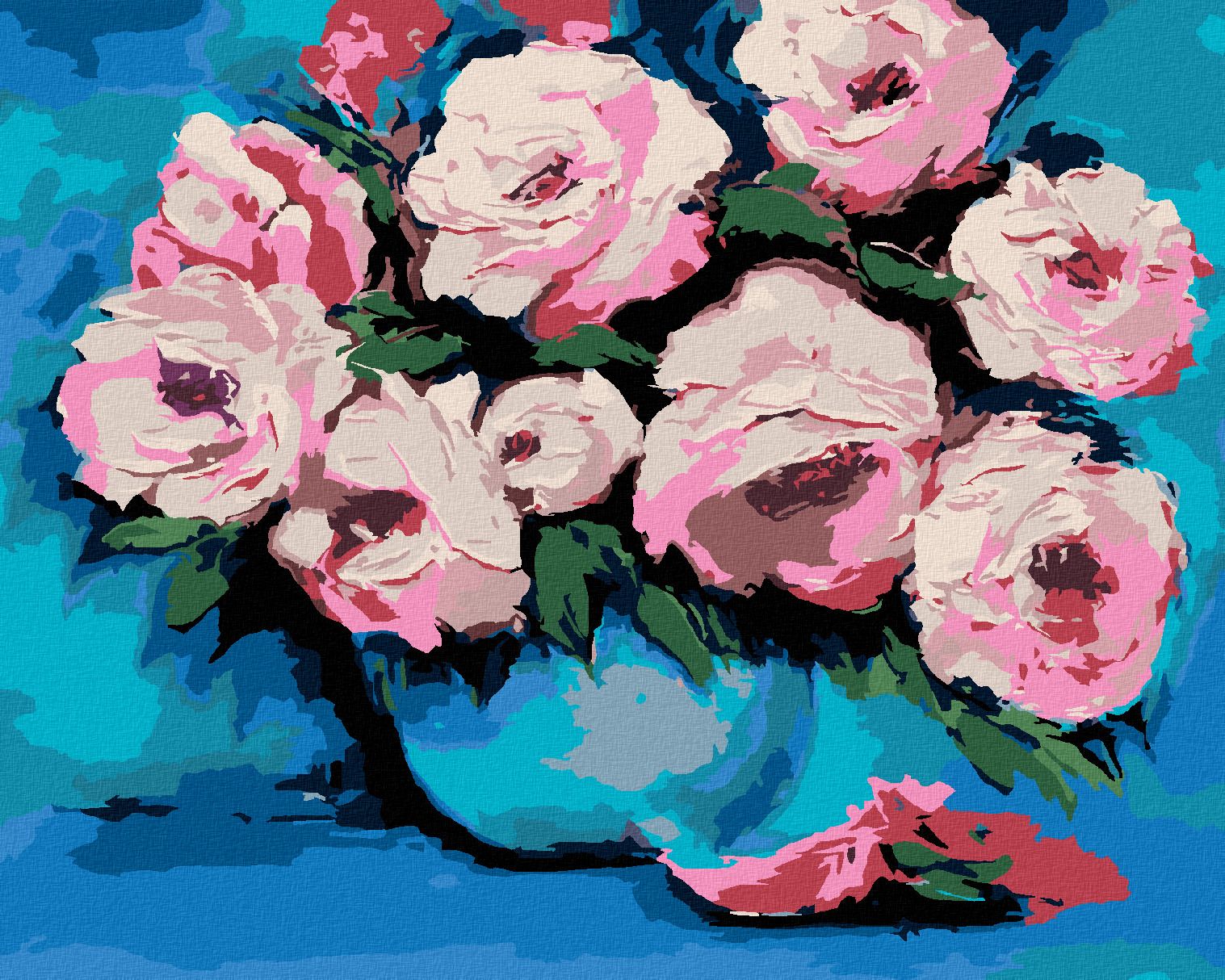 zuty Malování podle čísel - PIVOŇKY V MODRÉ VÁZE - Rozměr: 40x50 cm, Rámování: Varianta: vypnuté plátno na rám - obrázek 1