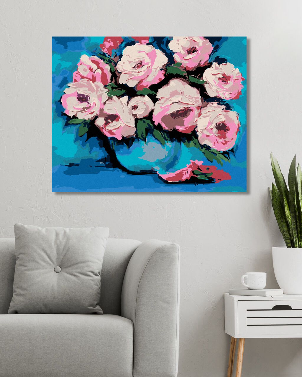 zuty Malování podle čísel - PIVOŇKY V MODRÉ VÁZE - Rozměr: 40x50 cm, Rámování: Varianta: vypnuté plátno na rám - obrázek 9