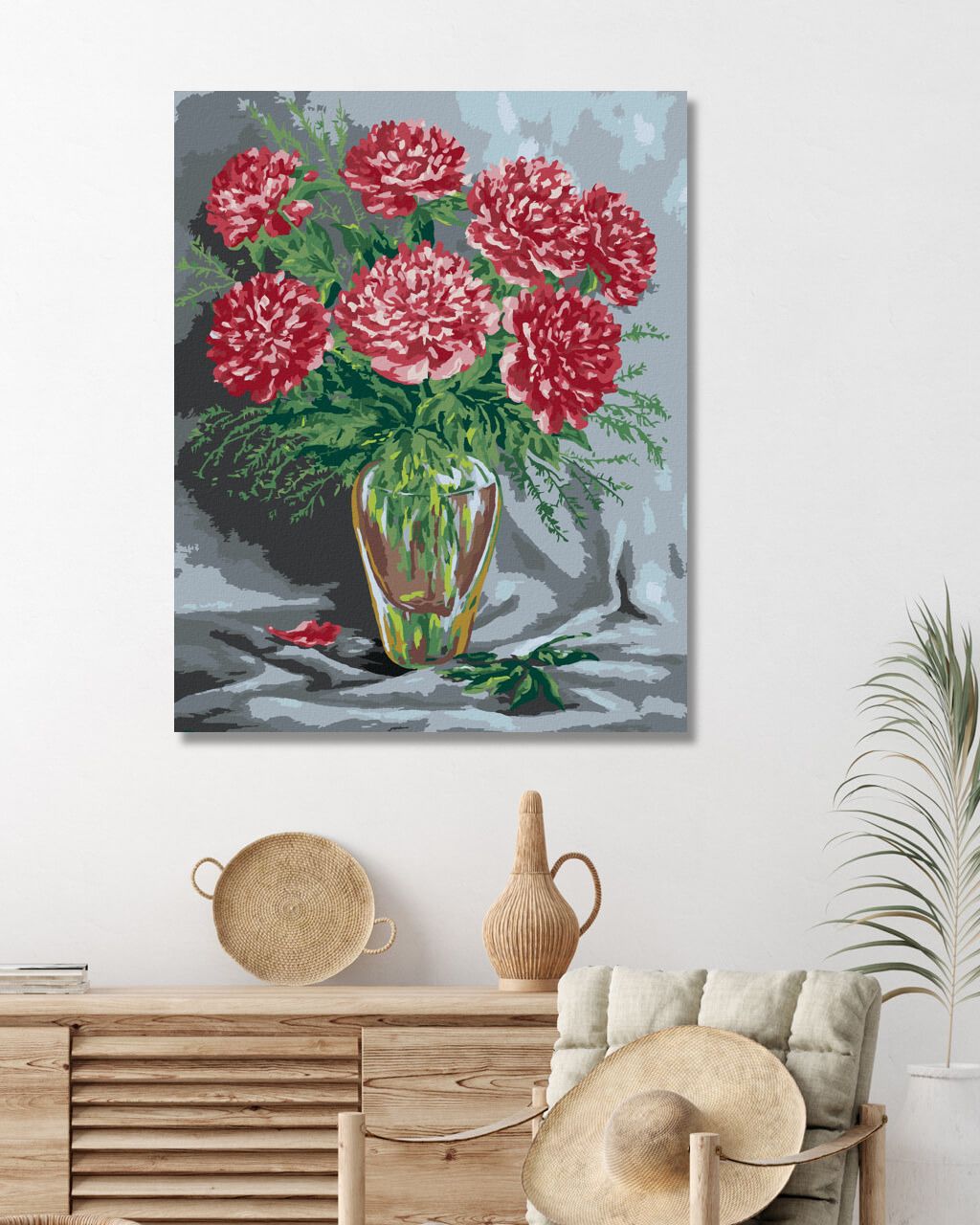 zuty Malování podle čísel - RŮŽOVÉ PIVOŇKY VE SKLENĚNÉ VÁZE - Rozměr: 40x50 cm, Rámování: Varianta: vypnuté plátno na rám - obrázek 8