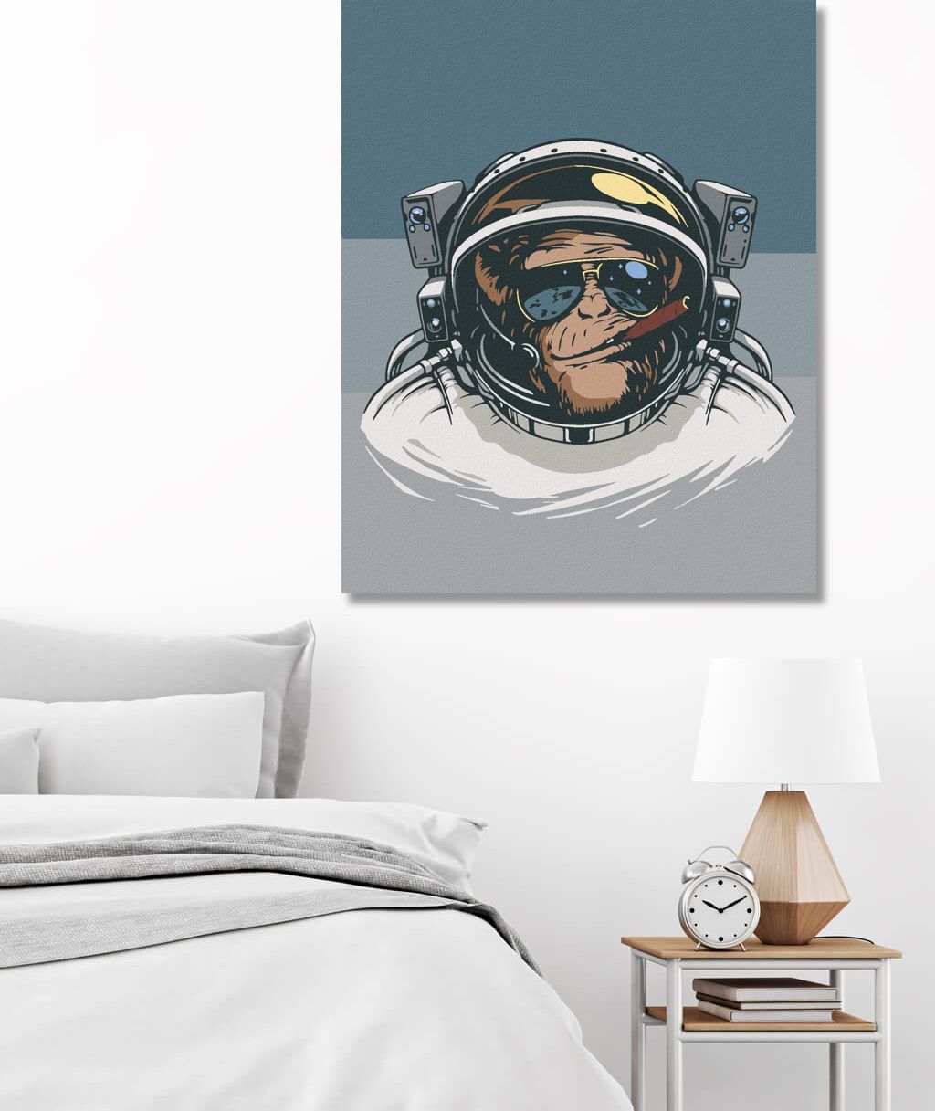 zuty Malování podle čísel - OPICE KOSMONAUTEM - Rozměr: 40x50 cm, Rámování: Varianta: bez rámu a bez vypnutí plátna - obrázek 6
