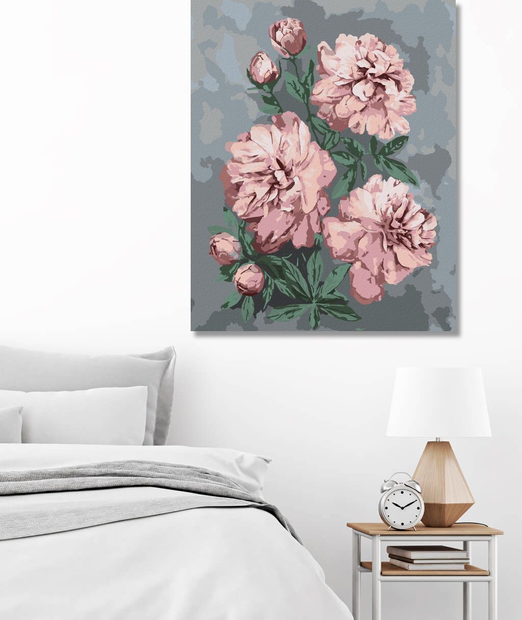 zuty Malování podle čísel - RŮŽOVÉ PIVOŇKY NA ABSTRAKTNÍM POZADÍ - Rozměr: 40x50 cm, Rámování: Varianta: vypnuté plátno na rám - obrázek 8