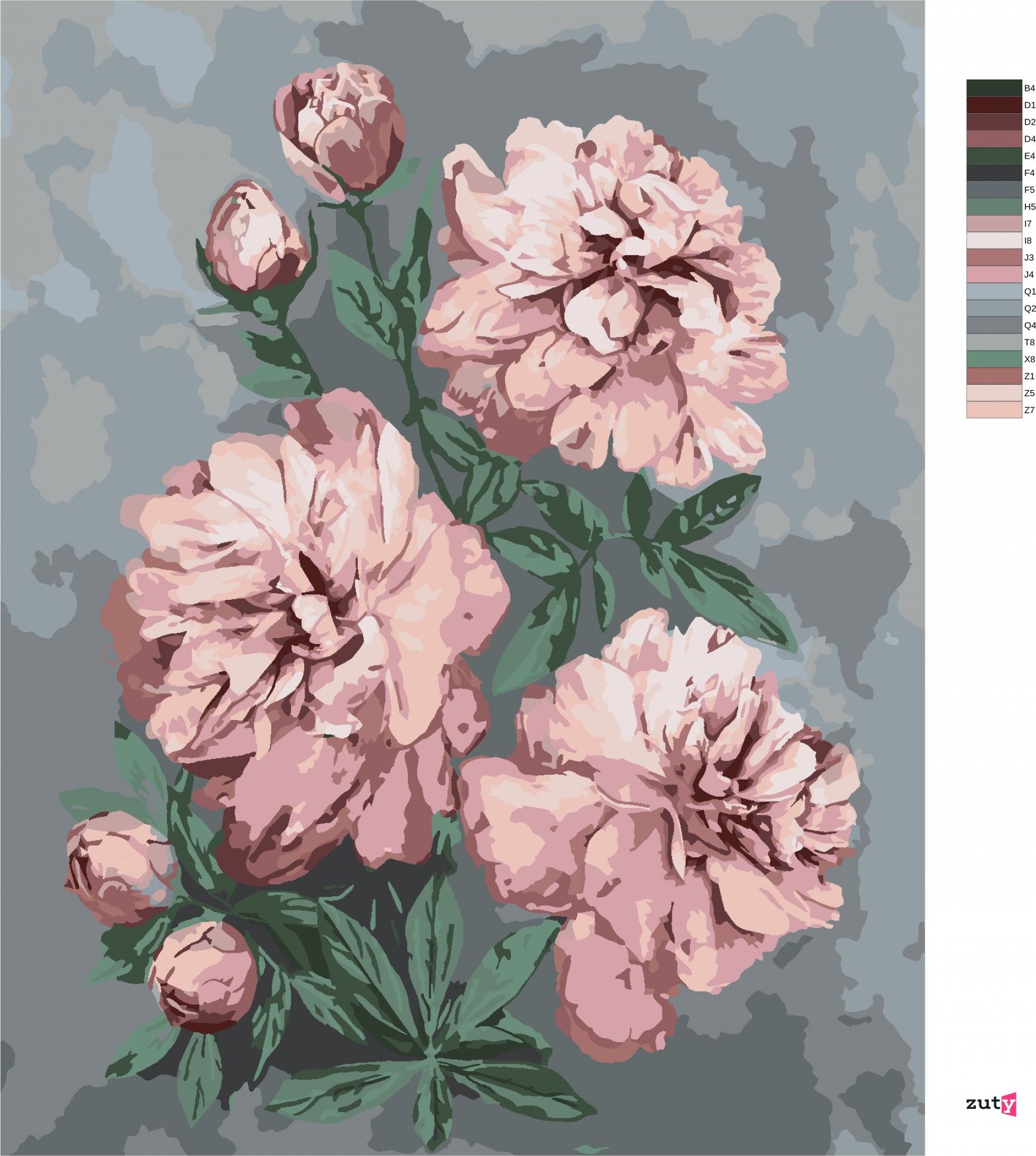 zuty Malování podle čísel - RŮŽOVÉ PIVOŇKY NA ABSTRAKTNÍM POZADÍ - Rozměr: 40x50 cm, Rámování: Varianta: vypnuté plátno na rám - obrázek 9