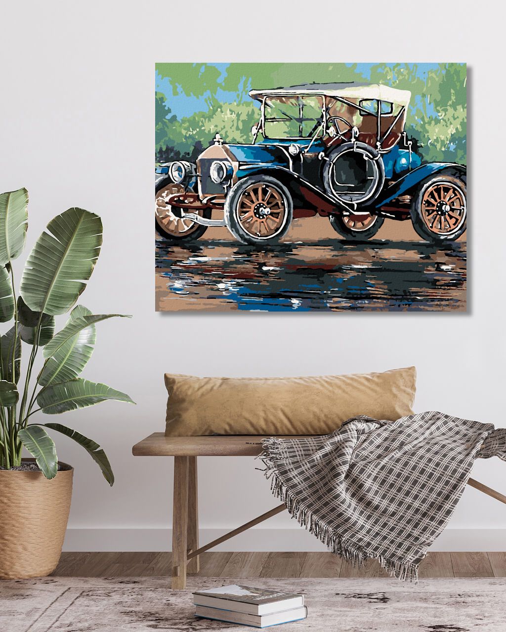 zuty Malování podle čísel - RETRO AUTO SE STŘÍŠKOU - Rozměr: 40x50 cm, Rámování: Varianta: bez rámu a bez vypnutí plátna - obrázek 8