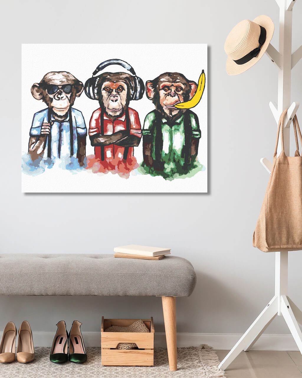 zuty Malování podle čísel - TŘI OPICE - Rozměr: 40x50 cm, Rámování: Varianta: vypnuté plátno na rám - obrázek 4