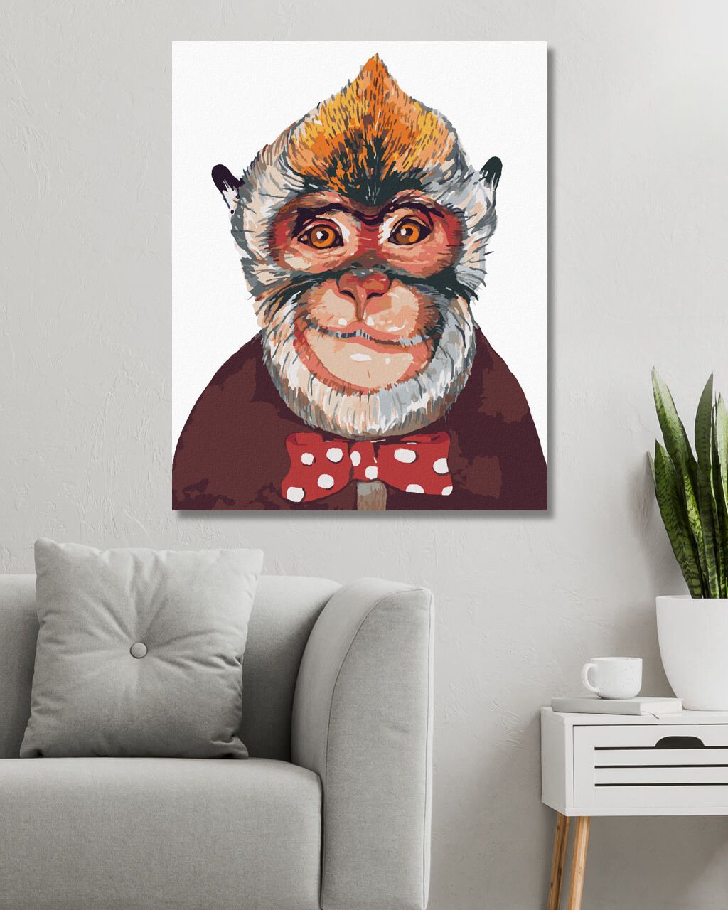 zuty Malování podle čísel - OPICE S UVÁZANÝM MOTÝLKEM - Rozměr: 40x50 cm, Rámování: Varianta: vypnuté plátno na rám - obrázek 2