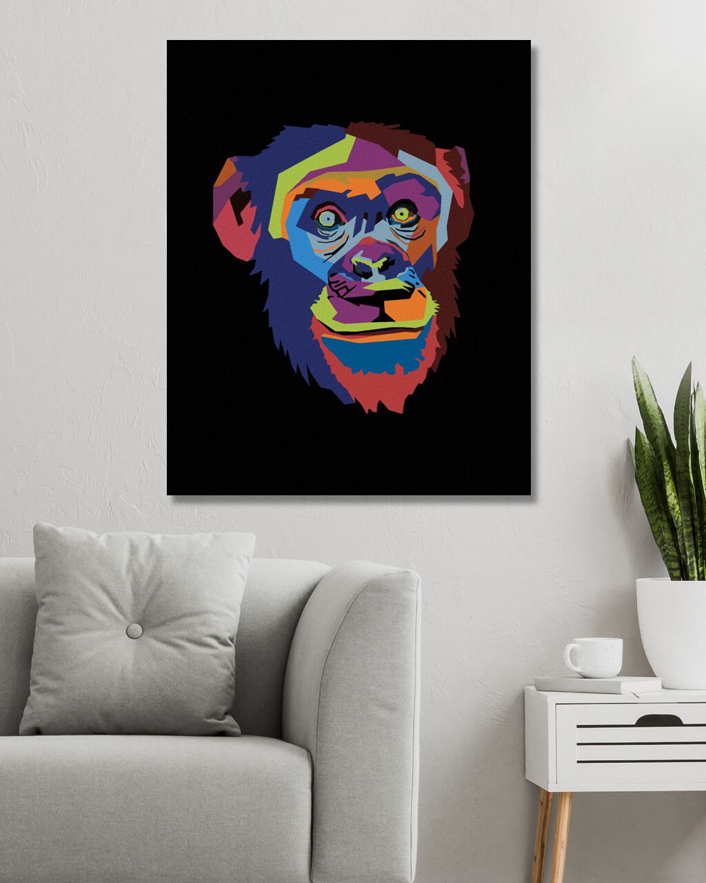 zuty Malování podle čísel - ABSTRAKTNÍ POP-ART OPICE NA ČERNÉM POZADÍ - Rozměr: 40x50 cm, Rámování: Varianta: bez rámu a bez vypnutí plátna - obrázek 2
