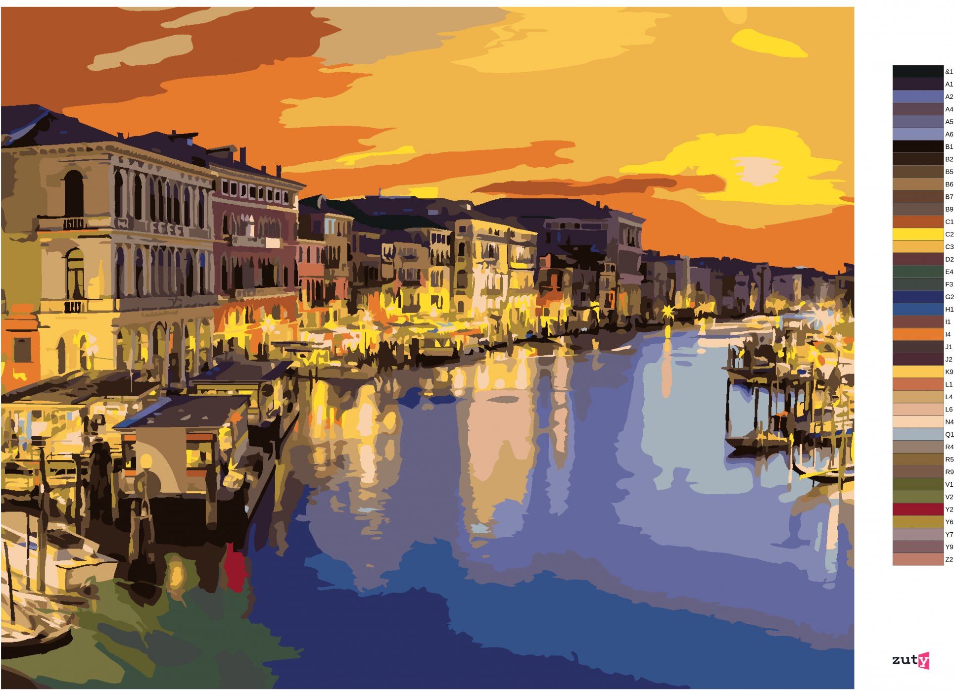 zuty Malování podle čísel - CANAL GRANDE V LETNÍ NOCI V BENÁTKÁCH - Rozměr: 40x50 cm, Rámování: Varianta: bez rámu a bez vypnutí plátna - obrázek 5