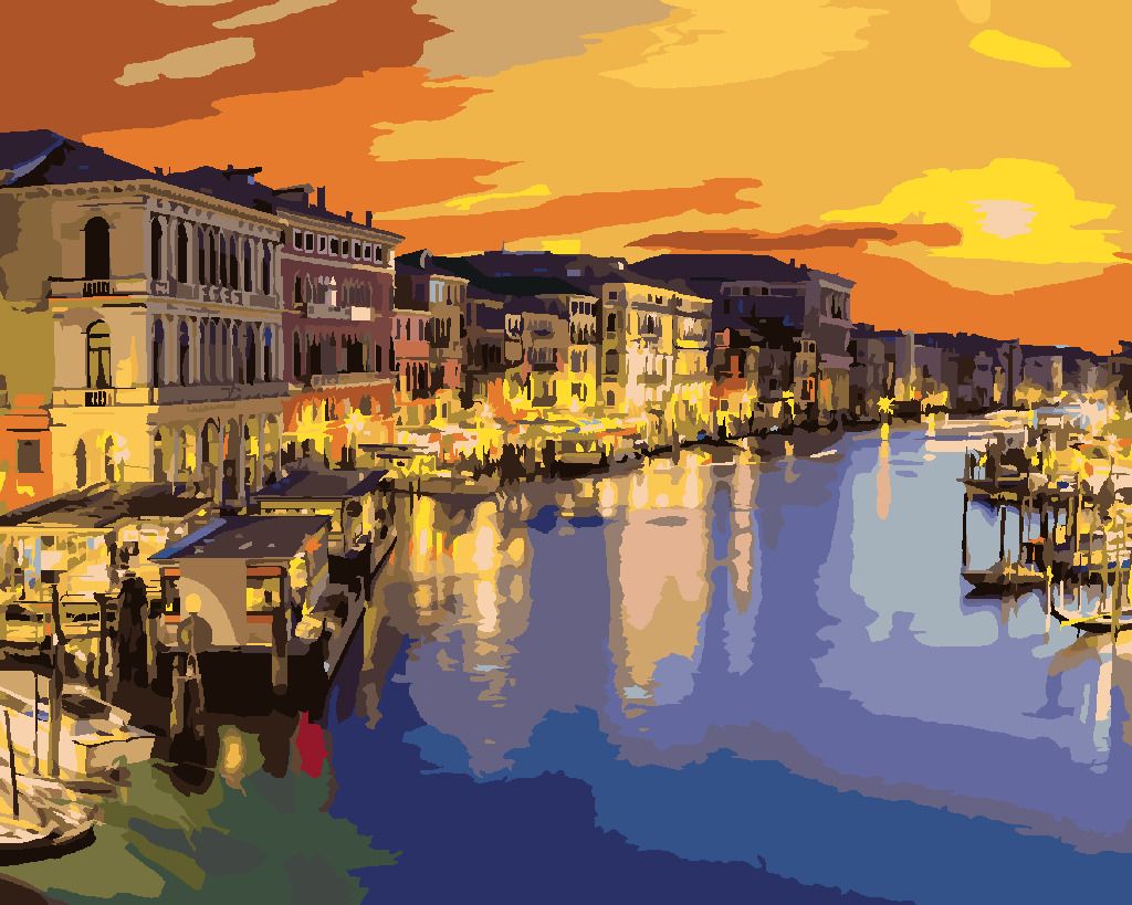 zuty Malování podle čísel - CANAL GRANDE V LETNÍ NOCI V BENÁTKÁCH - Rozměr: 40x50 cm, Rámování: Varianta: bez rámu a bez vypnutí plátna - obrázek 7