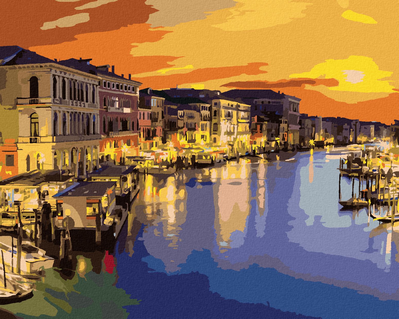 zuty Malování podle čísel - CANAL GRANDE V LETNÍ NOCI V BENÁTKÁCH - Rozměr: 40x50 cm, Rámování: Varianta: vypnuté plátno na rám - obrázek 1