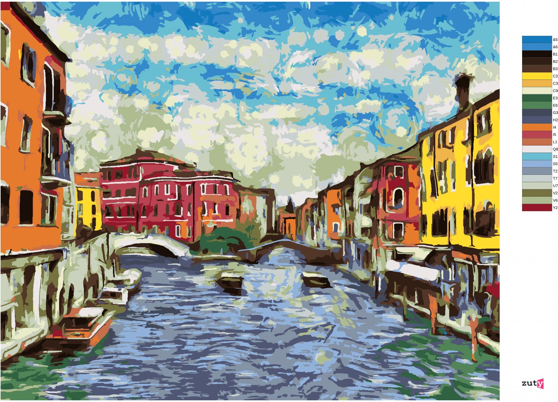 zuty Malování podle čísel - BENÁTKY PODLE VAN GOGHA - Rozměr: 40x50 cm, Rámování: Varianta: bez rámu a bez vypnutí plátna - obrázek 2