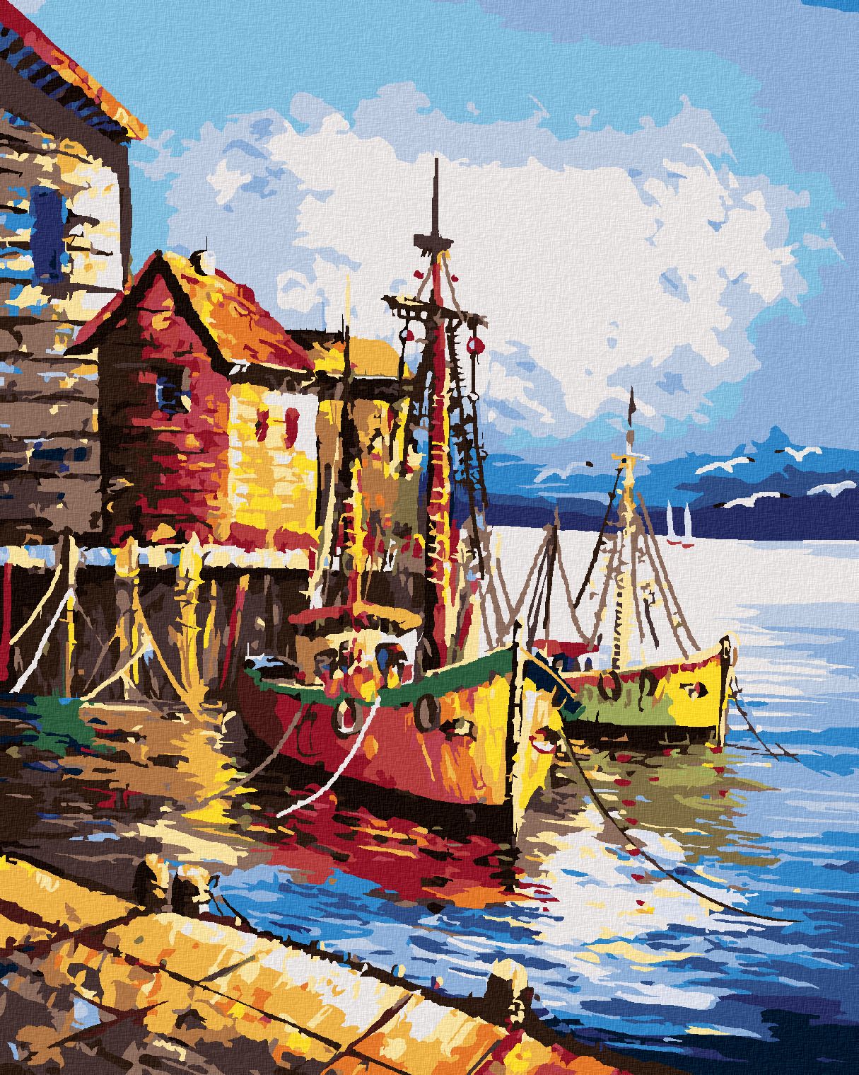 zuty Malování podle čísel - MALÝ PŘÍSTAV V BENÁTKÁCH - Rozměr: 40x50 cm, Rámování: Varianta: bez rámu a bez vypnutí plátna - obrázek 1