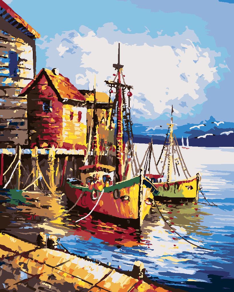 zuty Malování podle čísel - MALÝ PŘÍSTAV V BENÁTKÁCH - Rozměr: 40x50 cm, Rámování: Varianta: bez rámu a bez vypnutí plátna - obrázek 6