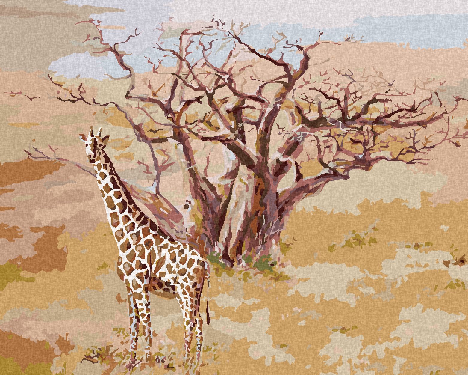 zuty Malování podle čísel - ŽIRAFA V KEŇI - Rozměr: 40x50 cm, Rámování: Varianta: bez rámu a bez vypnutí plátna - obrázek 1