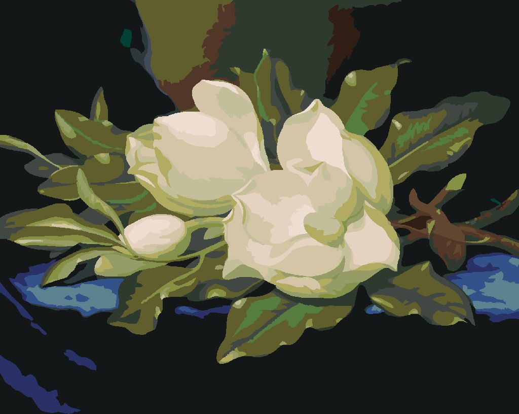 zuty Malování podle čísel - MAGNÓLIE NA MODRÉM SAMETU - Rozměr: 40x50 cm, Rámování: Varianta: bez rámu a bez vypnutí plátna - obrázek 7