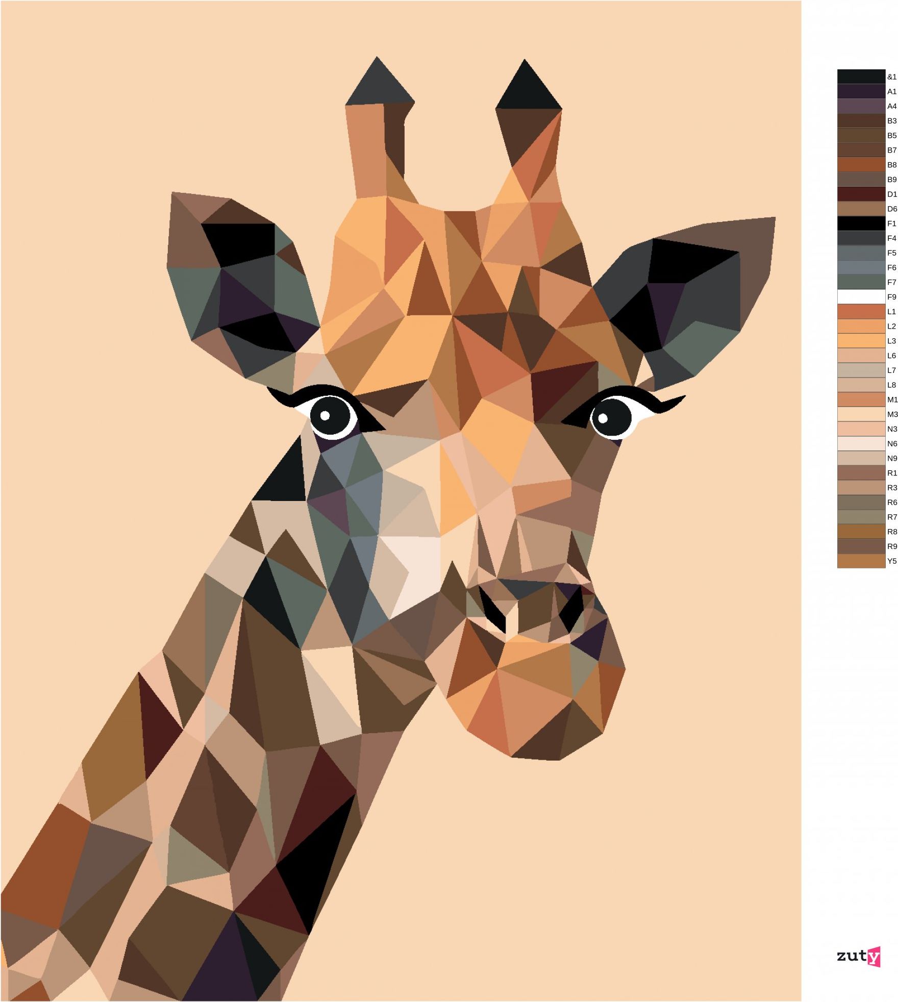 zuty Malování podle čísel - ABSTRAKTNÍ ŽIRAFA NA ORANŽOVÉM POZADÍ - Rozměr: 40x50 cm, Rámování: Varianta: vypnuté plátno na rám - obrázek 5