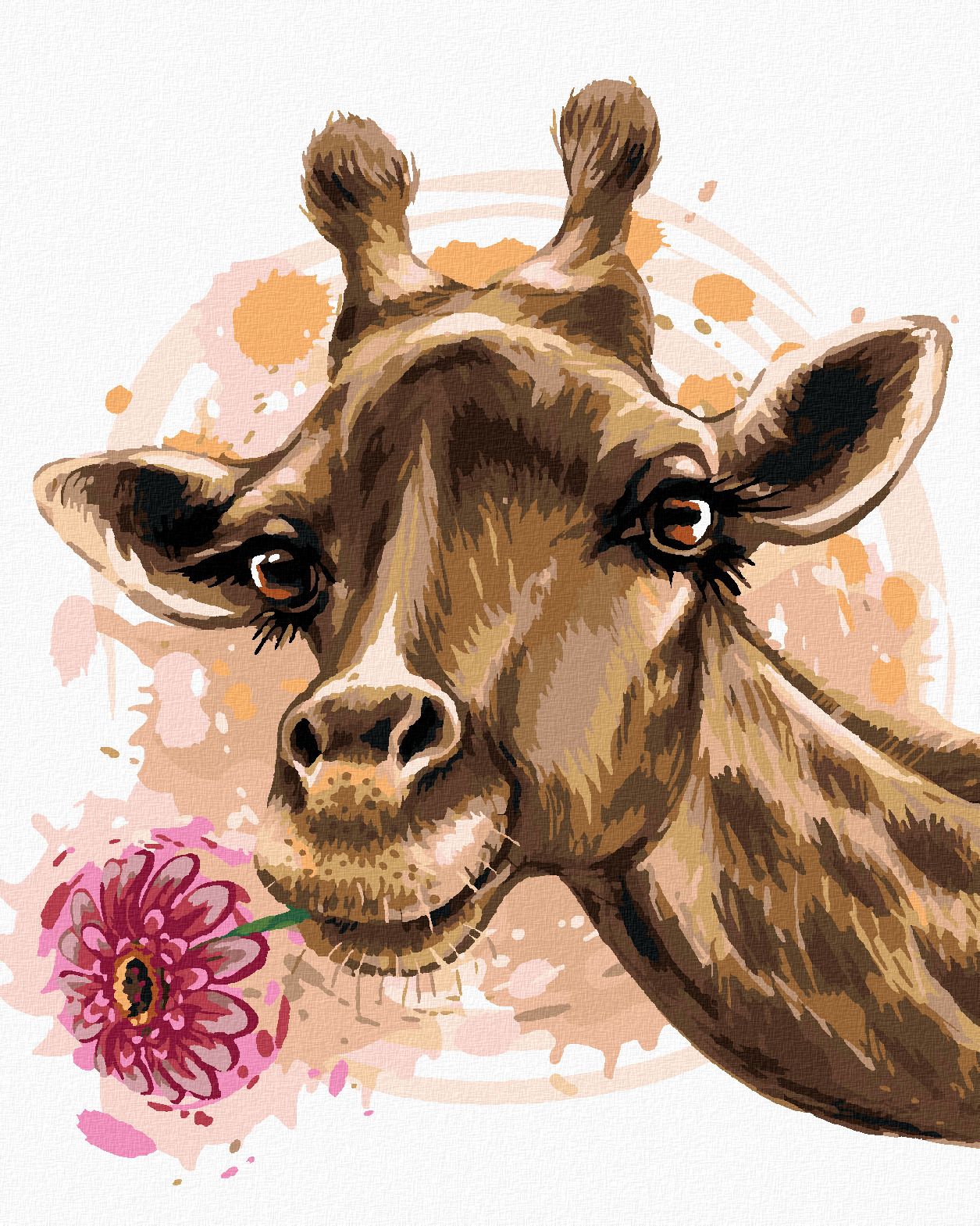 zuty Malování podle čísel - ŽIRAFA S GERBEROU - Rozměr: 40x50 cm, Rámování: Varianta: vypnuté plátno na rám - obrázek 1