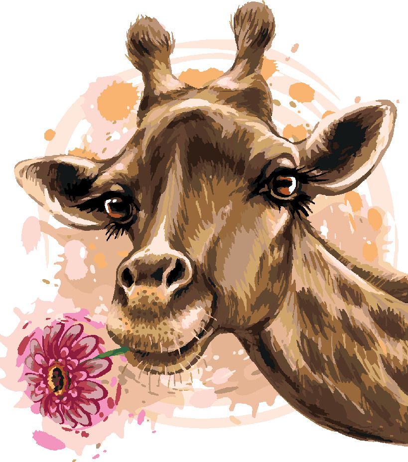 zuty Malování podle čísel - ŽIRAFA S GERBEROU - Rozměr: 40x50 cm, Rámování: Varianta: vypnuté plátno na rám - obrázek 5