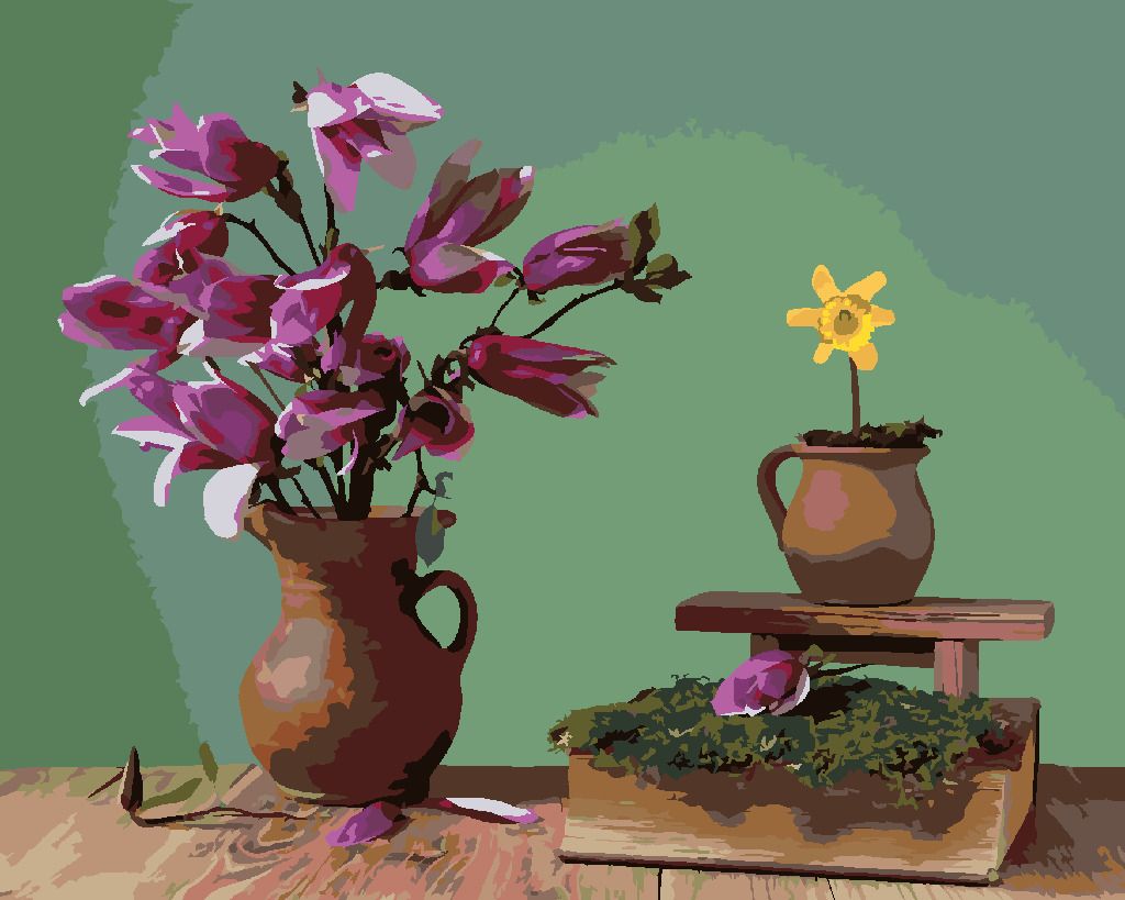 zuty Malování podle čísel - MAGNÓLIE V KERAMICKÉ VÁZE - Rozměr: 40x50 cm, Rámování: Varianta: vypnuté plátno na rám - obrázek 5