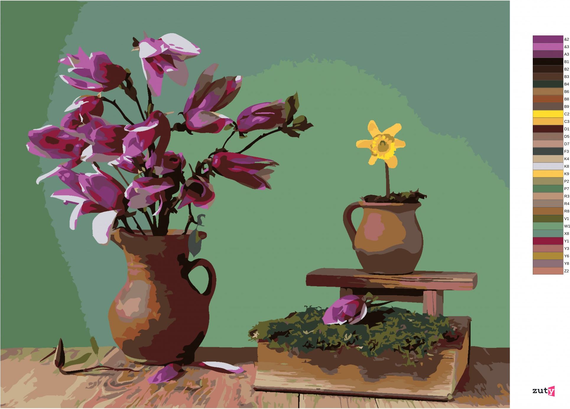 zuty Malování podle čísel - MAGNÓLIE V KERAMICKÉ VÁZE - Rozměr: 40x50 cm, Rámování: Varianta: vypnuté plátno na rám - obrázek 10