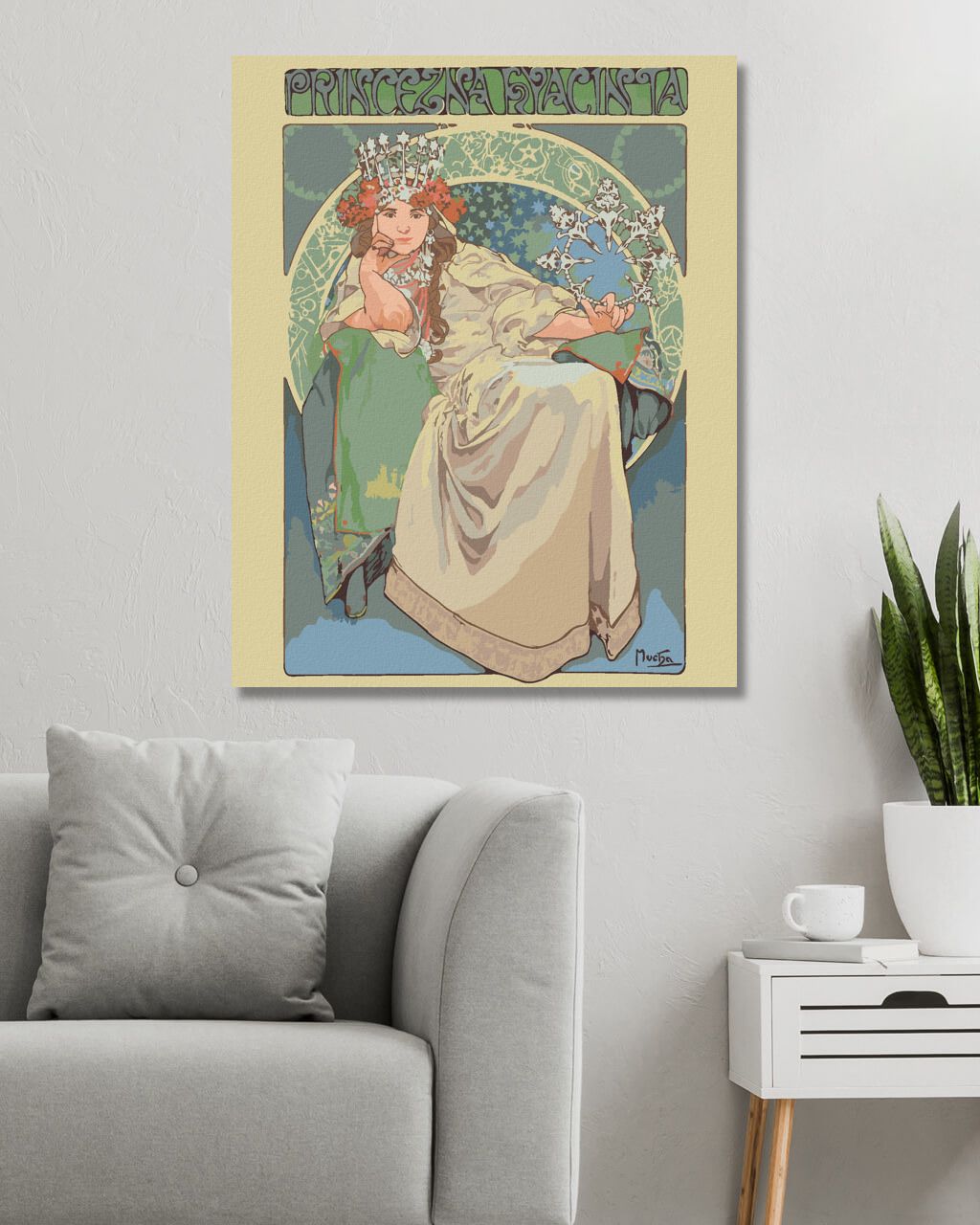zuty Malování podle čísel - PRINCEZNA HYACINTA (ALFONS MUCHA) - Rozměr: 40x50 cm, Rámování: Varianta: vypnuté plátno na rám - obrázek 3