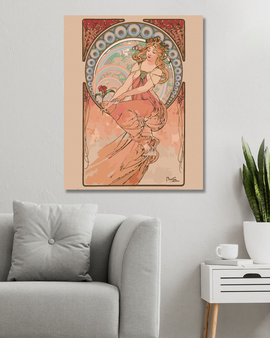 zuty Malování podle čísel - MALÍŘSTVÍ (ALFONS MUCHA) - Rozměr: 40x50 cm, Rámování: Varianta: vypnuté plátno na rám - obrázek 3