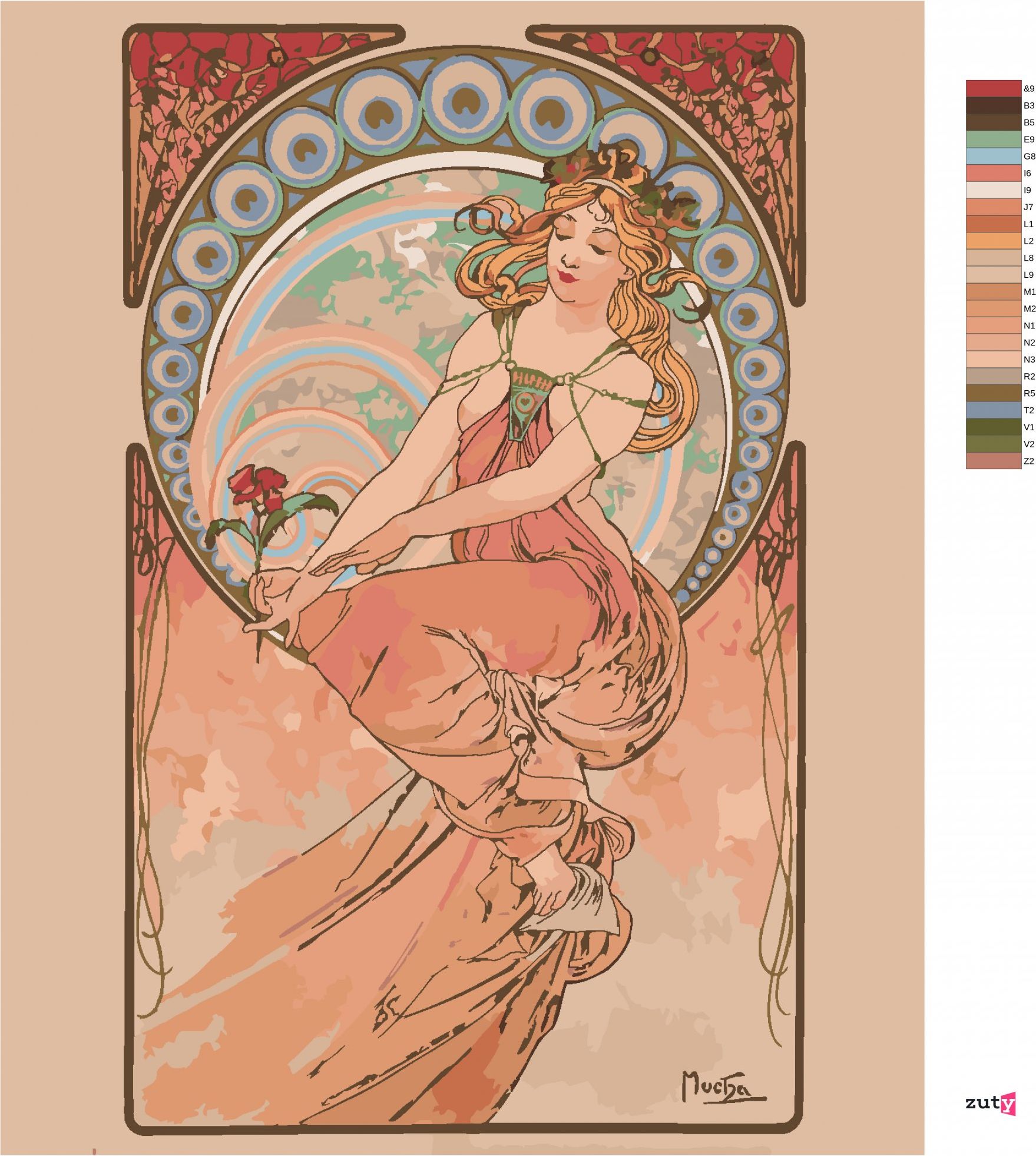 zuty Malování podle čísel - MALÍŘSTVÍ (ALFONS MUCHA) - Rozměr: 40x50 cm, Rámování: Varianta: vypnuté plátno na rám - obrázek 8