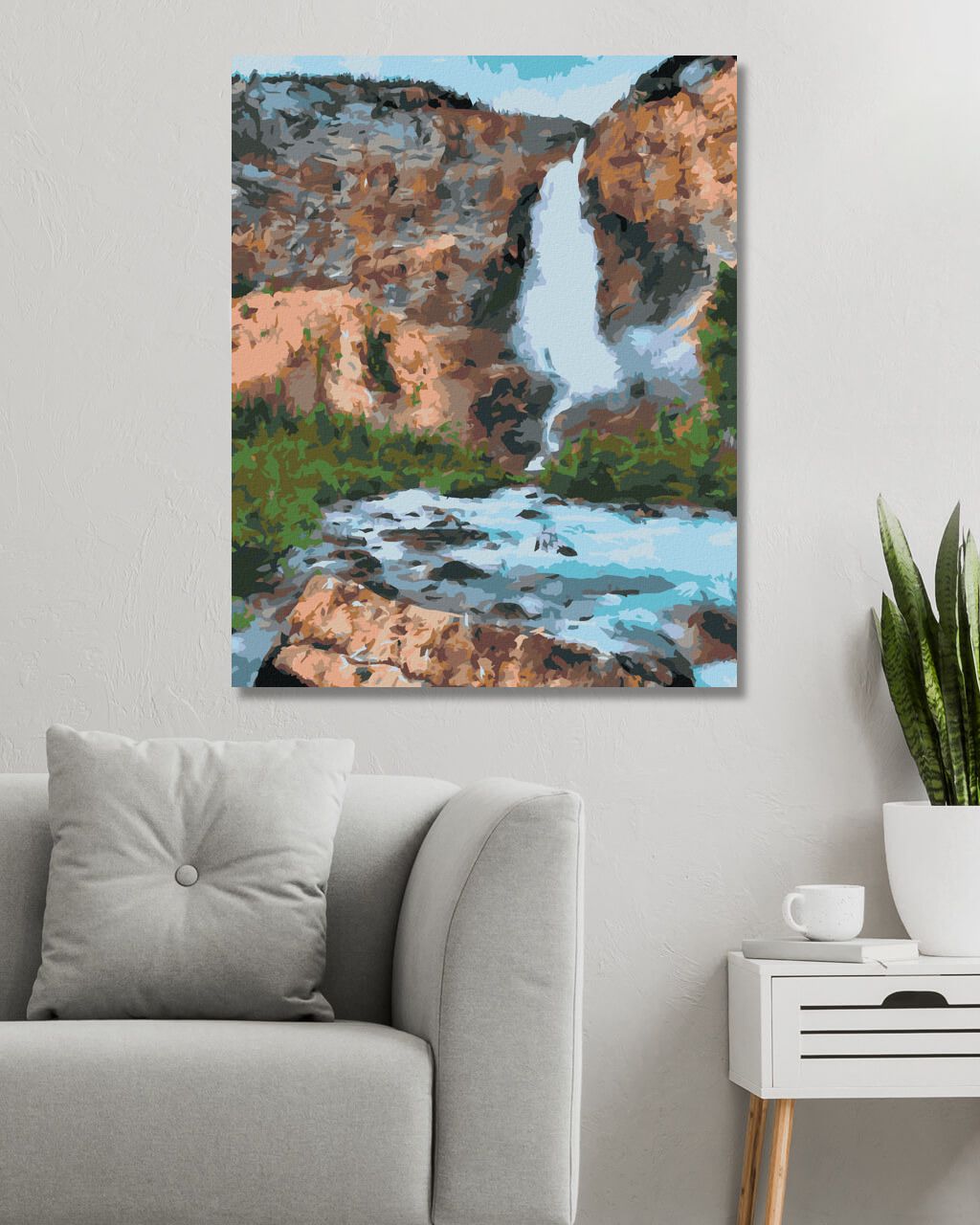 zuty Malování podle čísel - VODOPÁD V LESE - Rozměr: 40x50 cm, Rámování: Varianta: vypnuté plátno na rám - obrázek 6
