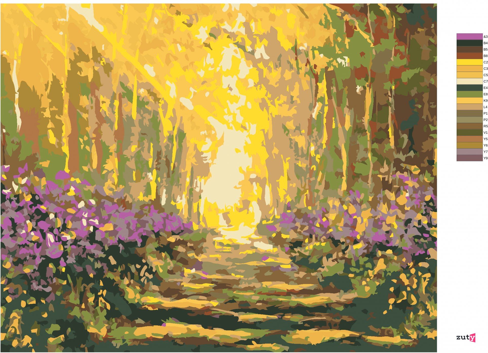 zuty Malování podle čísel - LETNÍ PROCHÁZKA LESEM - Rozměr: 40x50 cm, Rámování: Varianta: bez rámu a bez vypnutí plátna - obrázek 10