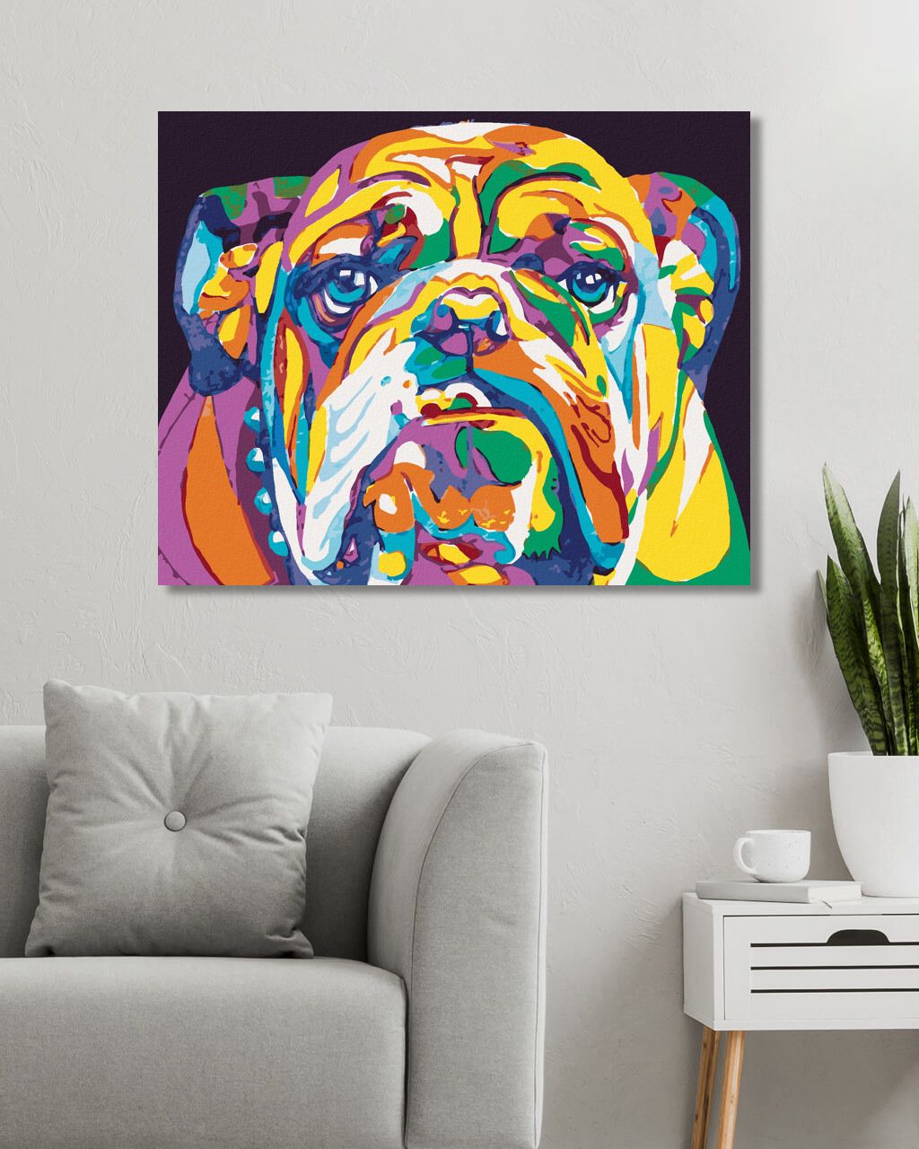 zuty Malování podle čísel - BAREVNÝ BULLDOG - Rozměr: 40x50 cm, Rámování: Varianta: vypnuté plátno na rám - obrázek 2