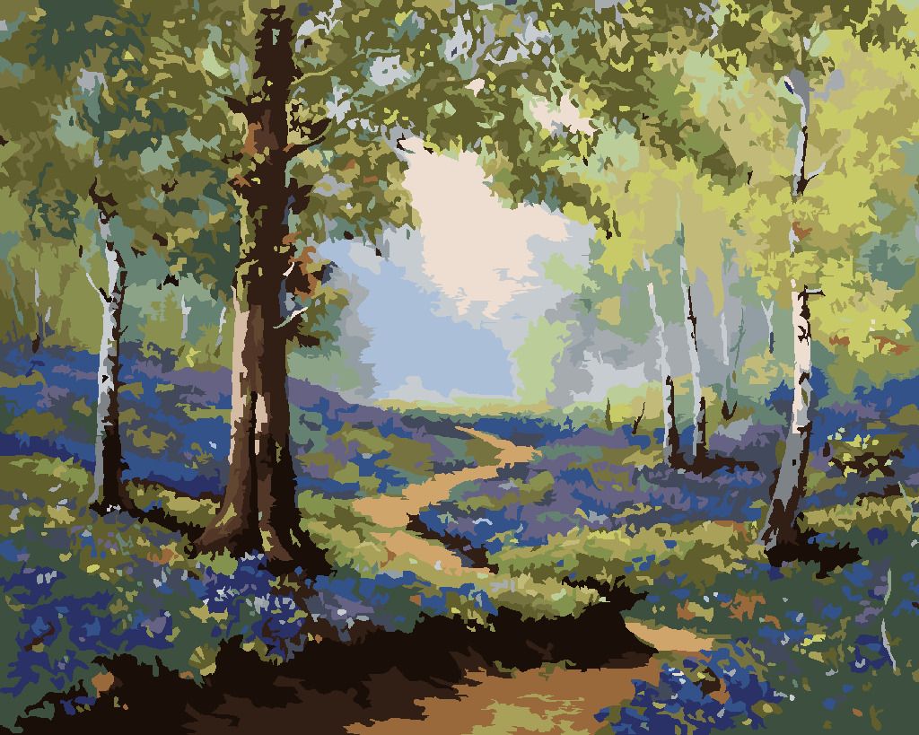 zuty Malování podle čísel - JARNÍ LES S KVĚTINAMI - Rozměr: 40x50 cm, Rámování: Varianta: bez rámu a bez vypnutí plátna - obrázek 8