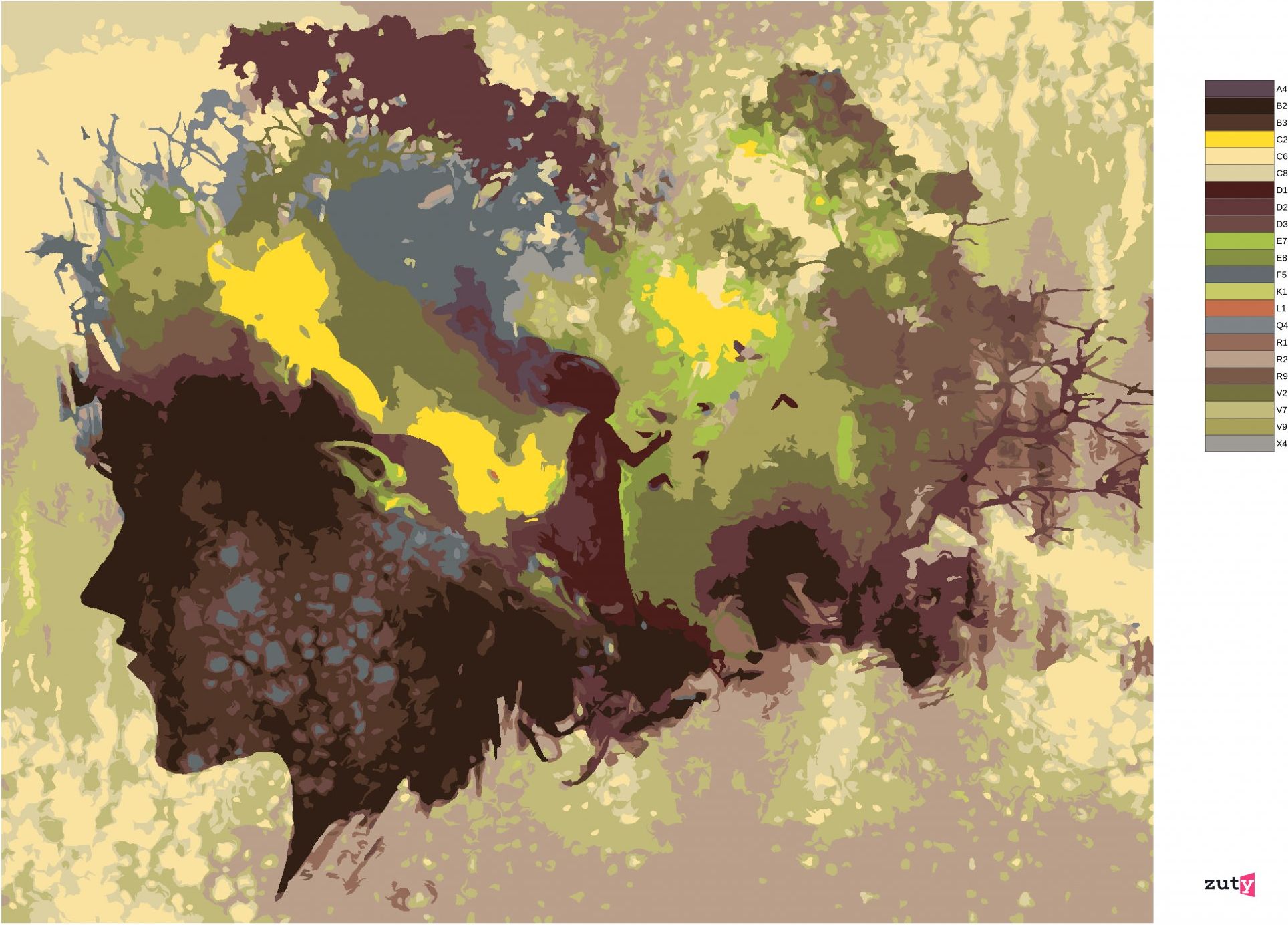 zuty Malování podle čísel - SILUETA ŽENY V LESE - Rozměr: 40x50 cm, Rámování: Varianta: vypnuté plátno na rám - obrázek 7