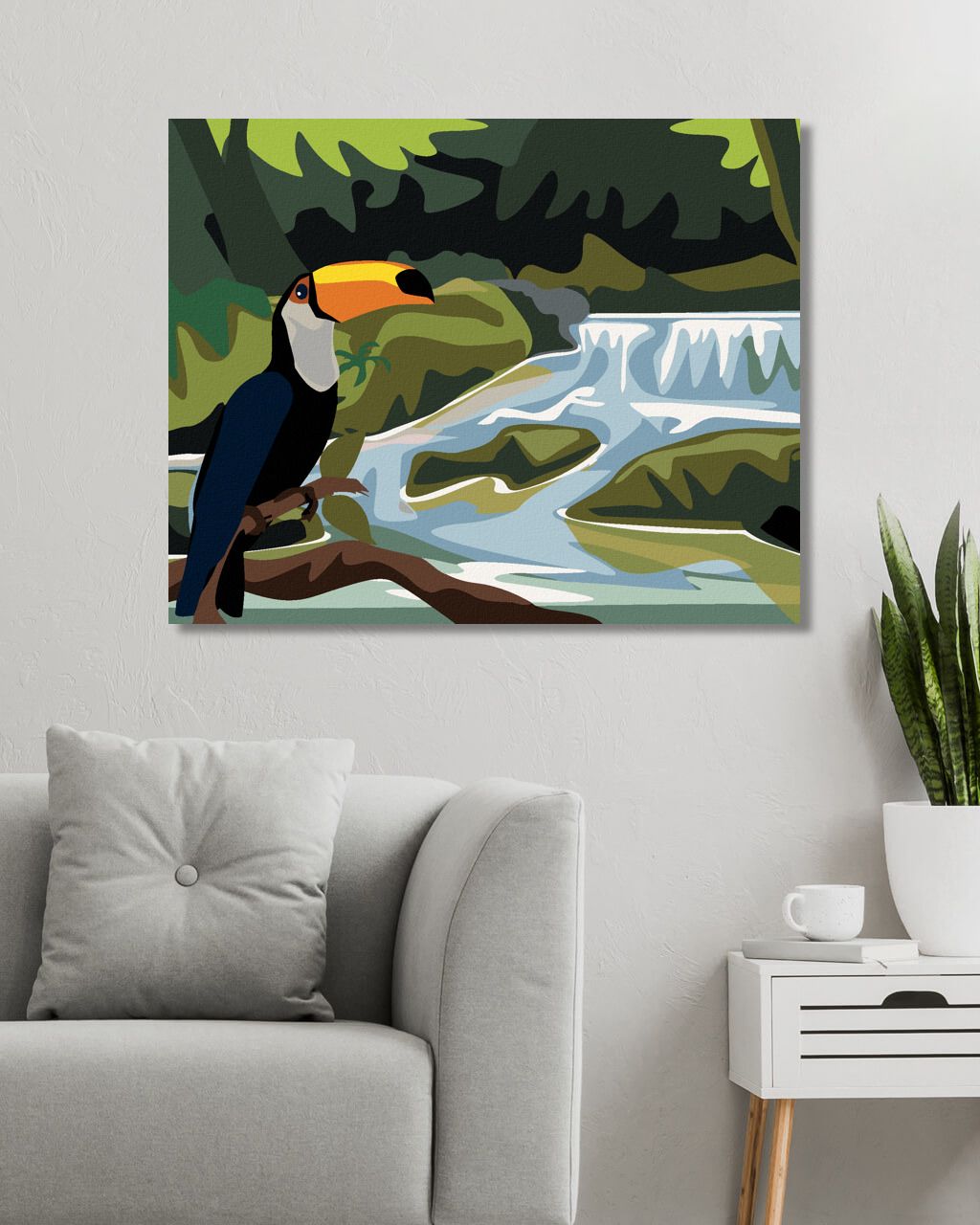 zuty Malování podle čísel - TUKAN S VODOPÁDEM - Rozměr: 40x50 cm, Rámování: Varianta: bez rámu a bez vypnutí plátna - obrázek 6