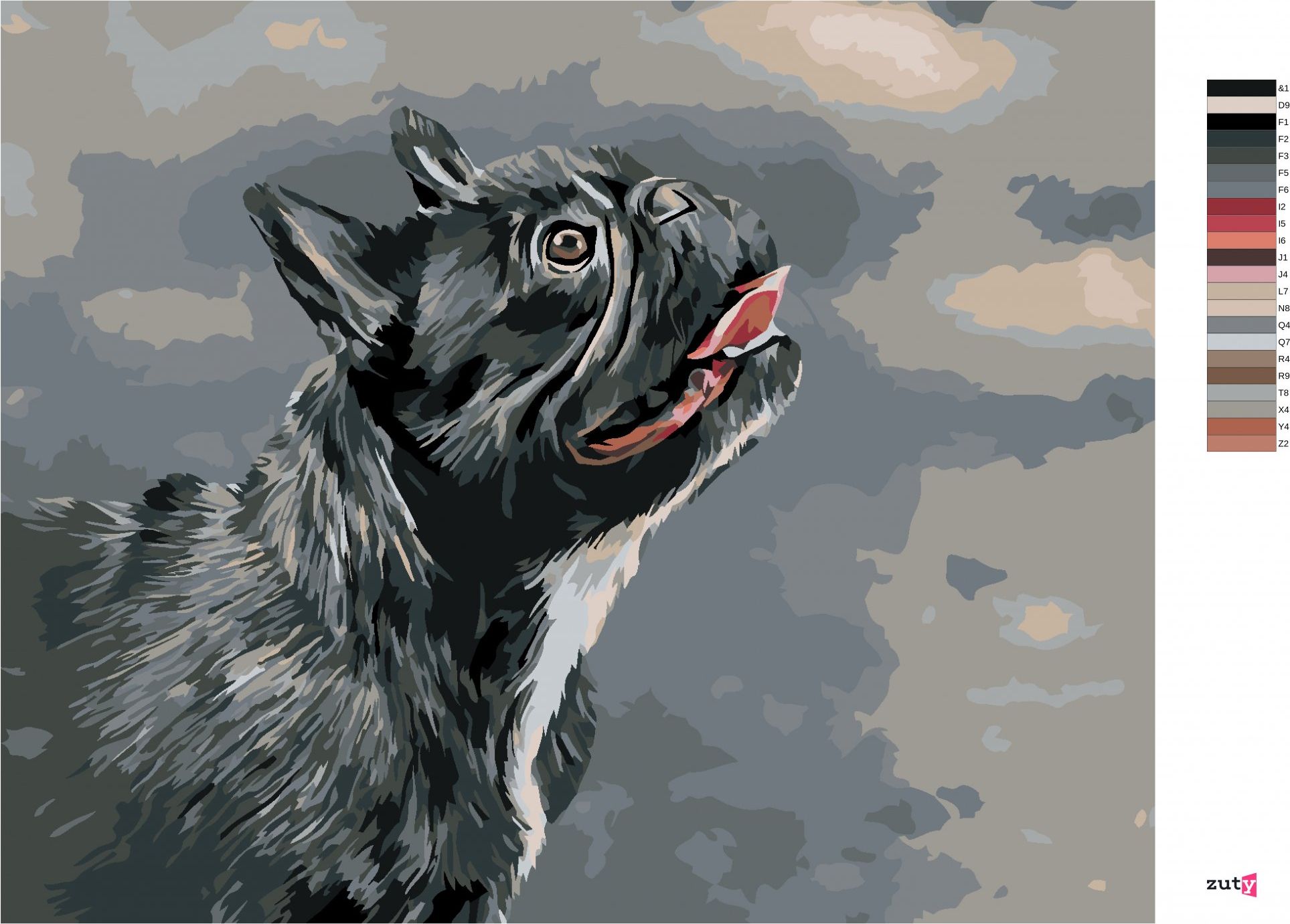 zuty Malování podle čísel - VZHLÍŽEJÍCÍ FRANCOUZSKÝ BULDOČEK - Rozměr: 40x50 cm, Rámování: Varianta: bez rámu a bez vypnutí plátna - obrázek 5