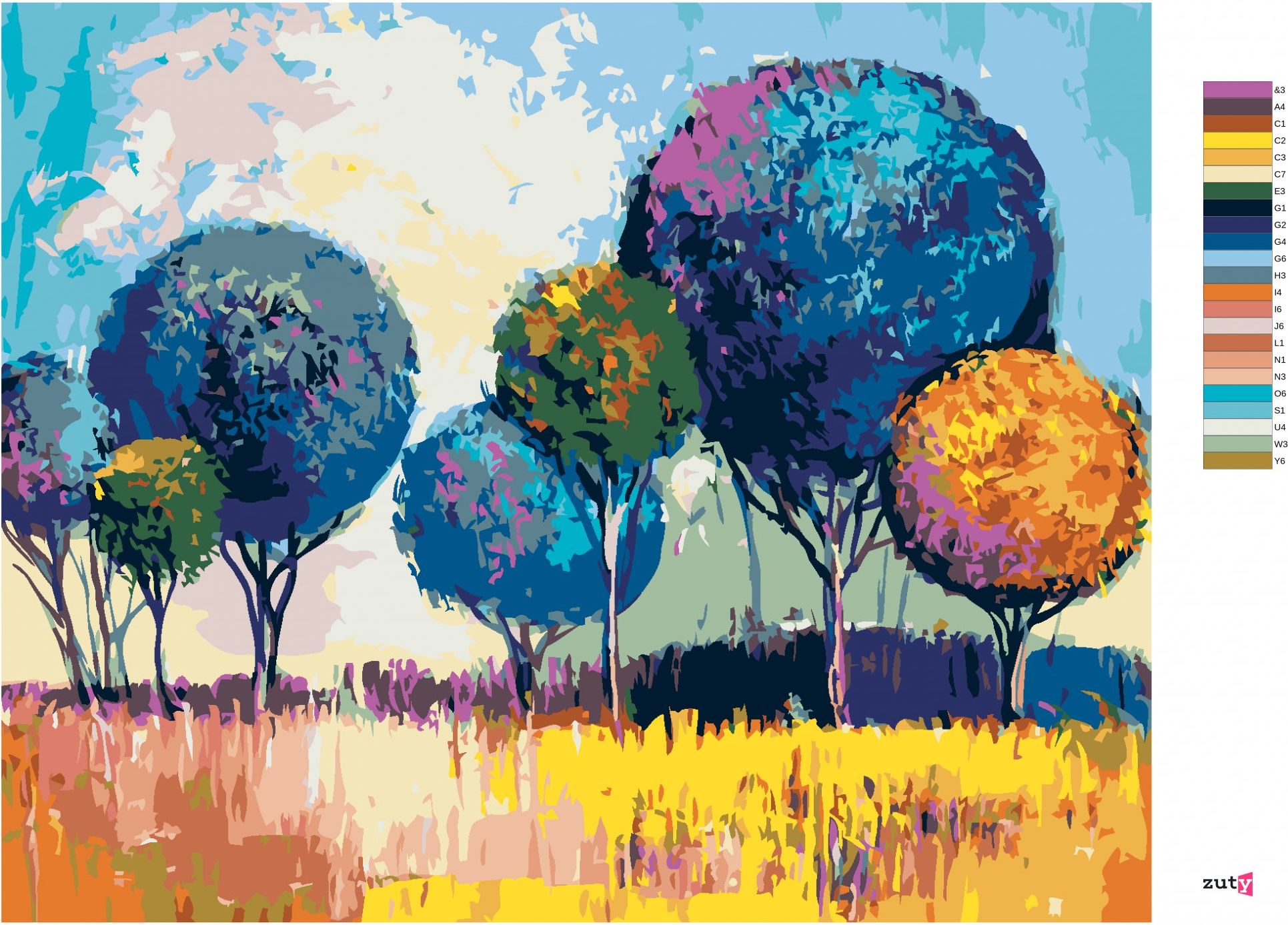 zuty Malování podle čísel - LISTNATÝ LES - Rozměr: 40x50 cm, Rámování: Varianta: bez rámu a bez vypnutí plátna - obrázek 9