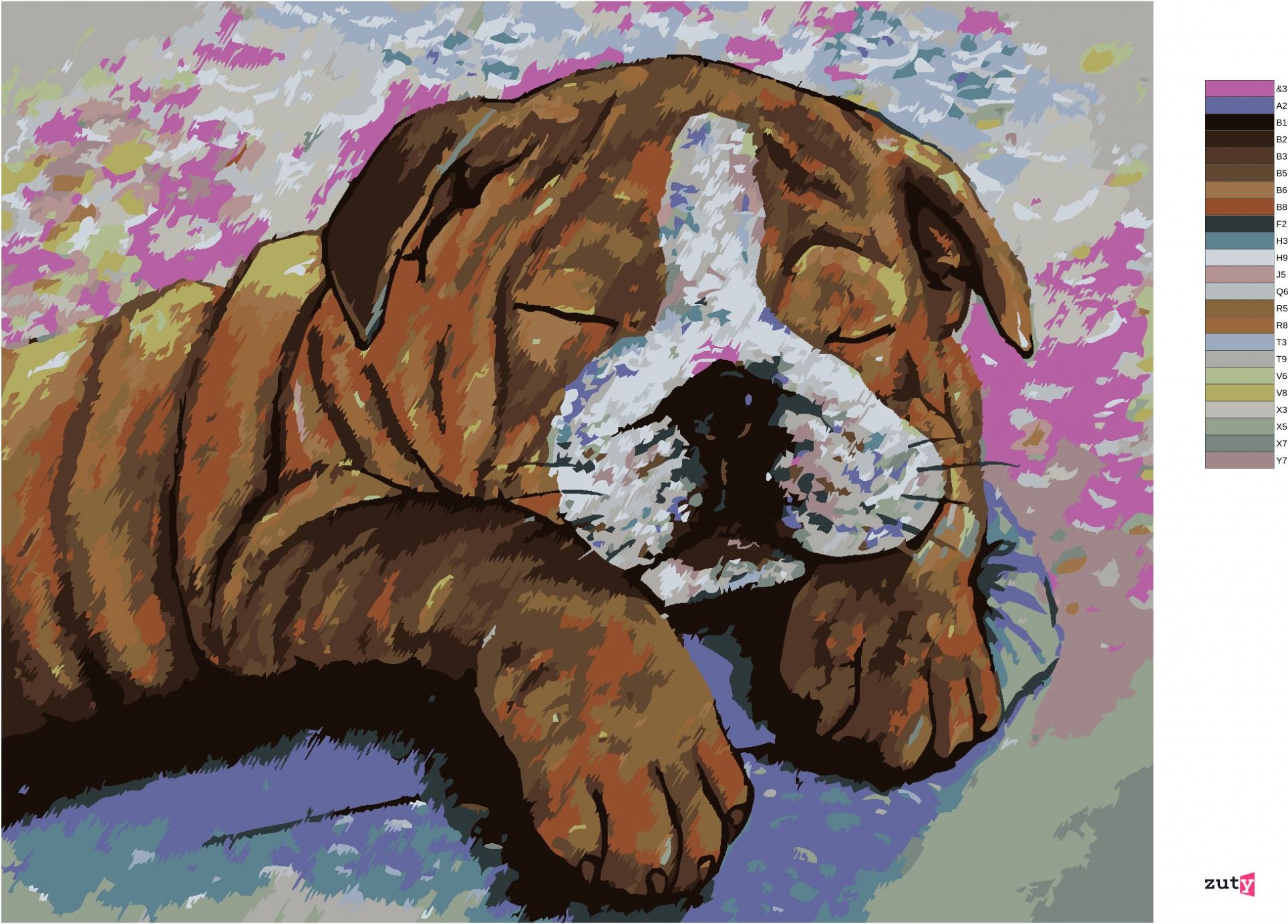 zuty Malování podle čísel - BULDOČEK V KRAVÍM PŘEVLEKU - Rozměr: 40x50 cm, Rámování: Varianta: vypnuté plátno na rám - obrázek 2