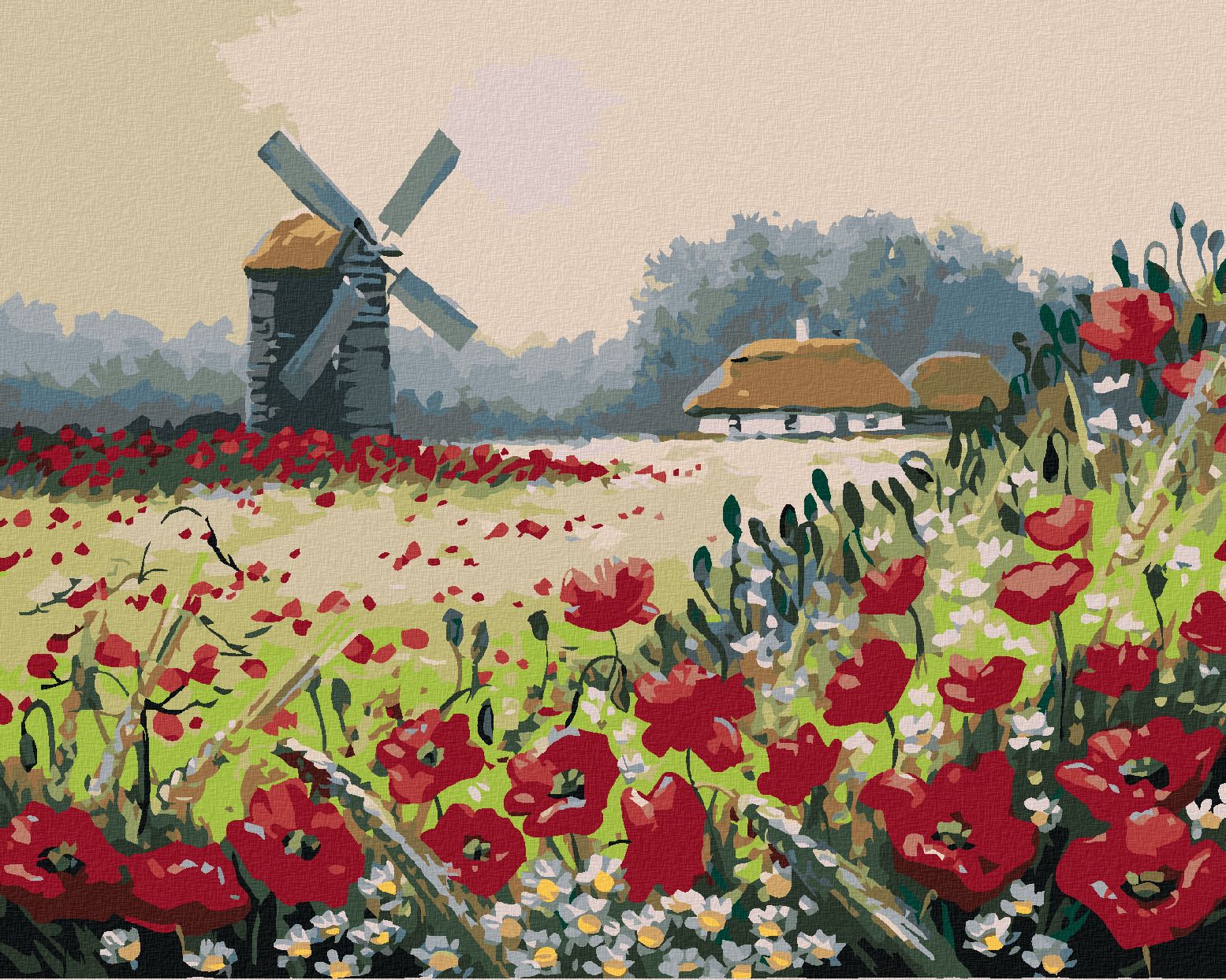 zuty Malování podle čísel - VLČÍ MÁKY U LESA - Rozměr: 40x50 cm, Rámování: Varianta: vypnuté plátno na rám - obrázek 1