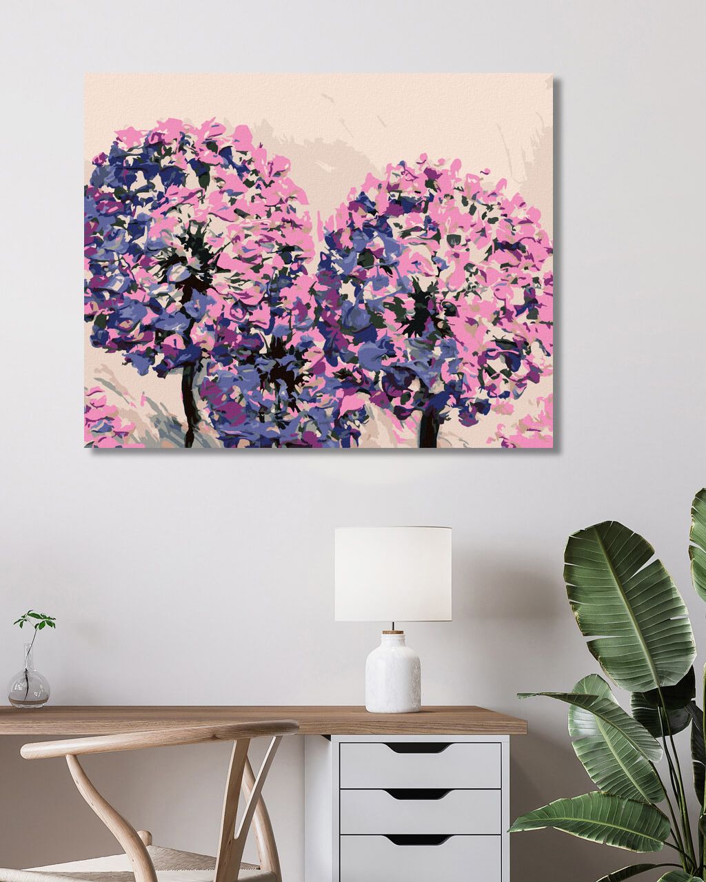 zuty Malování podle čísel - PULZUJÍCÍ LEVANDULE NA RŮŽOVÉM POZADÍ - Rozměr: 40x50 cm, Rámování: Varianta: vypnuté plátno na rám - obrázek 3