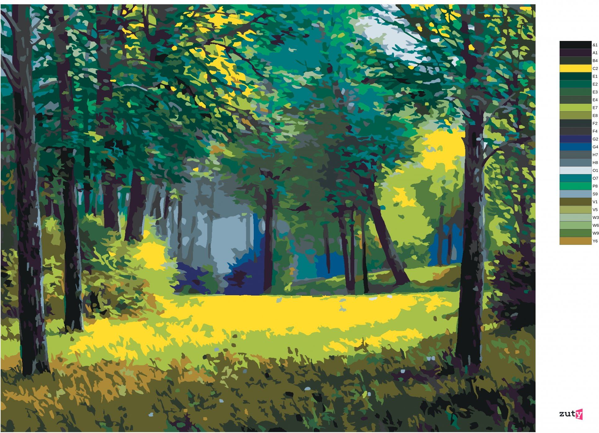 zuty Malování podle čísel - VZDUŠNÝ LES - Rozměr: 40x50 cm, Rámování: Varianta: vypnuté plátno na rám - obrázek 6