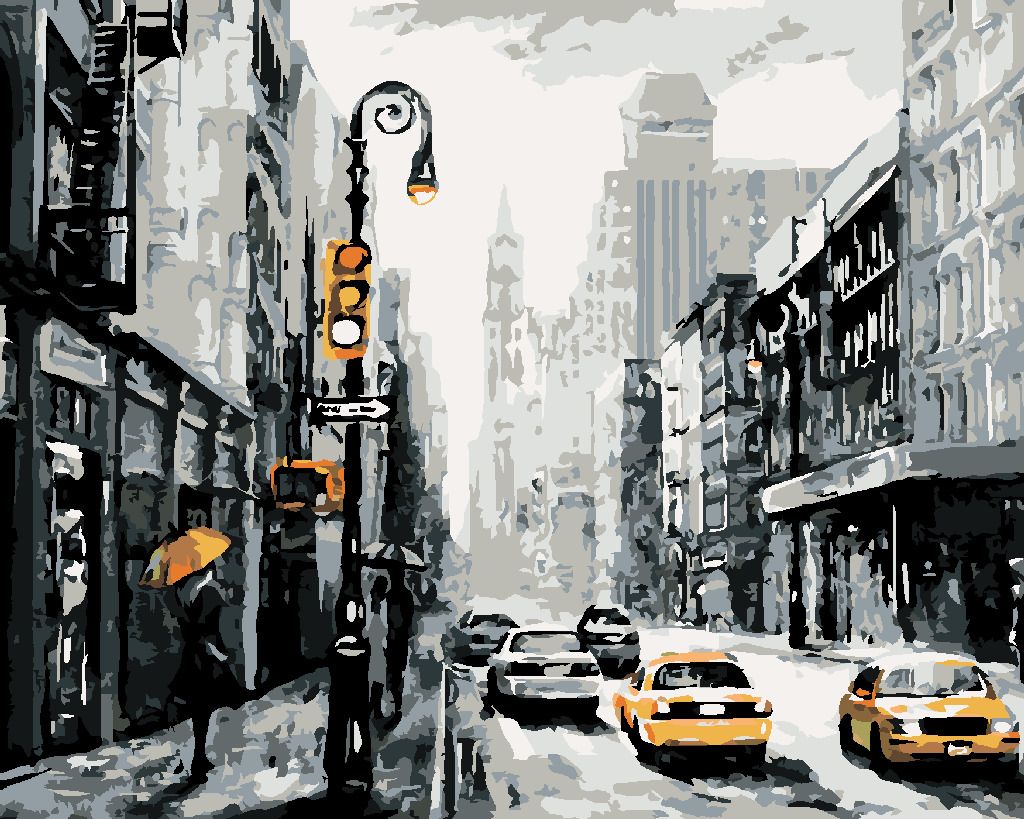 zuty Malování podle čísel - ULICE V NEW YORKU A TAXÍKY - Rozměr: 40x50 cm, Rámování: Varianta: vypnuté plátno na rám - obrázek 5