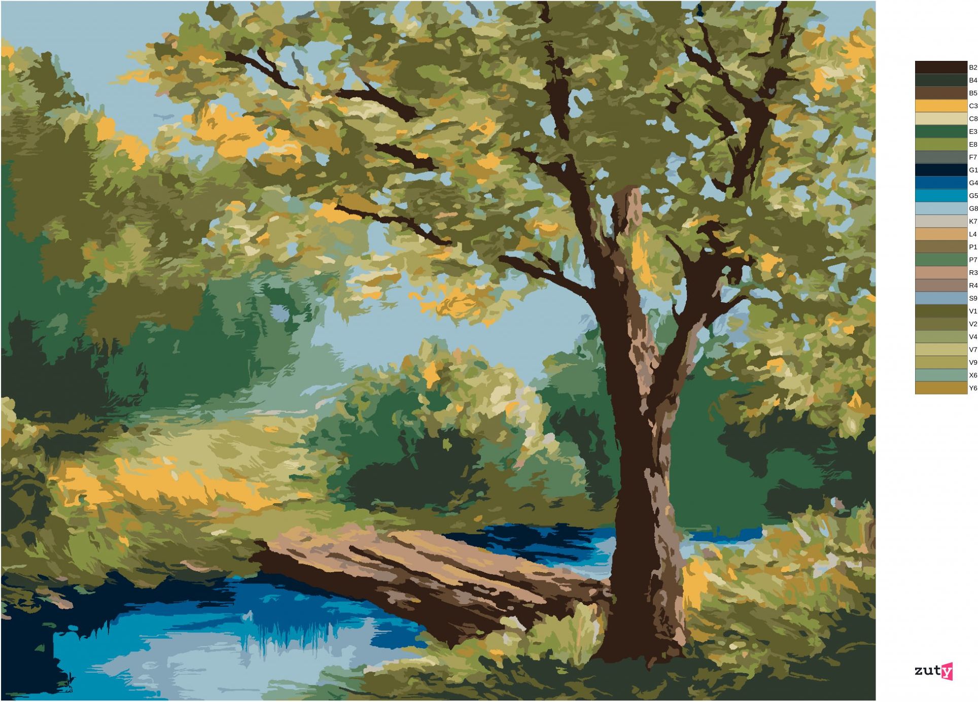 zuty Malování podle čísel - LETNÍ LES - Rozměr: 40x50 cm, Rámování: Varianta: bez rámu a bez vypnutí plátna - obrázek 5
