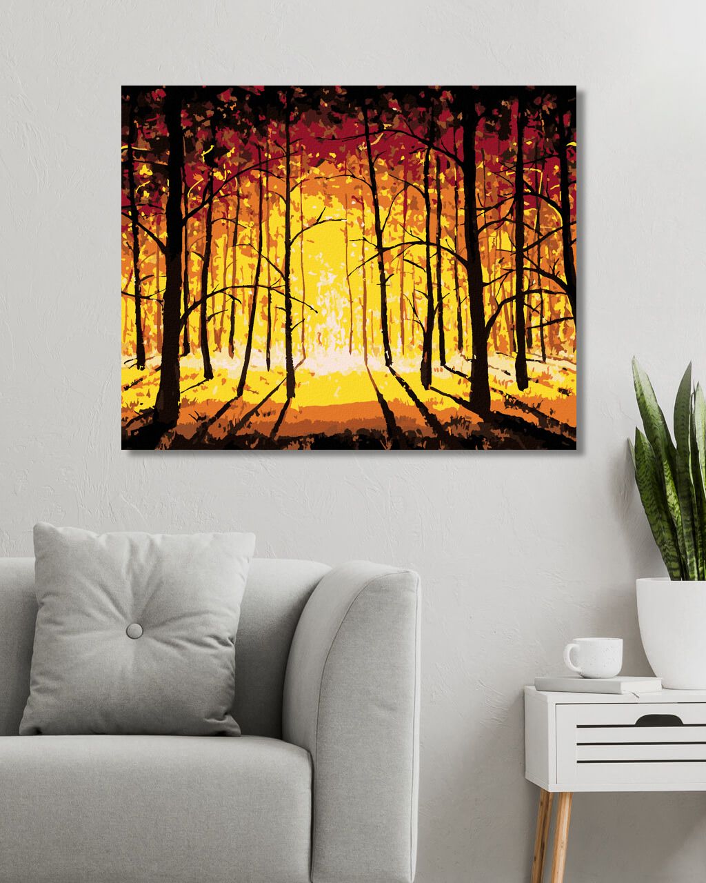 zuty Malování podle čísel - ZÁPAD SLUNCE V PODZIMNÍM LESE - Rozměr: 40x50 cm, Rámování: Varianta: vypnuté plátno na rám - obrázek 7